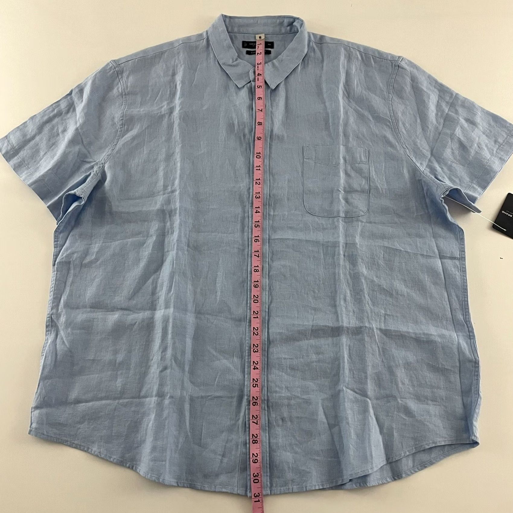 Lucky Brand Lucky Brand Linen Shirt Blue 2XL Short Sleeve Button-Up Men’s Regular Fit Size US XXL / EU 58 / 5 - 6 Thumbnail