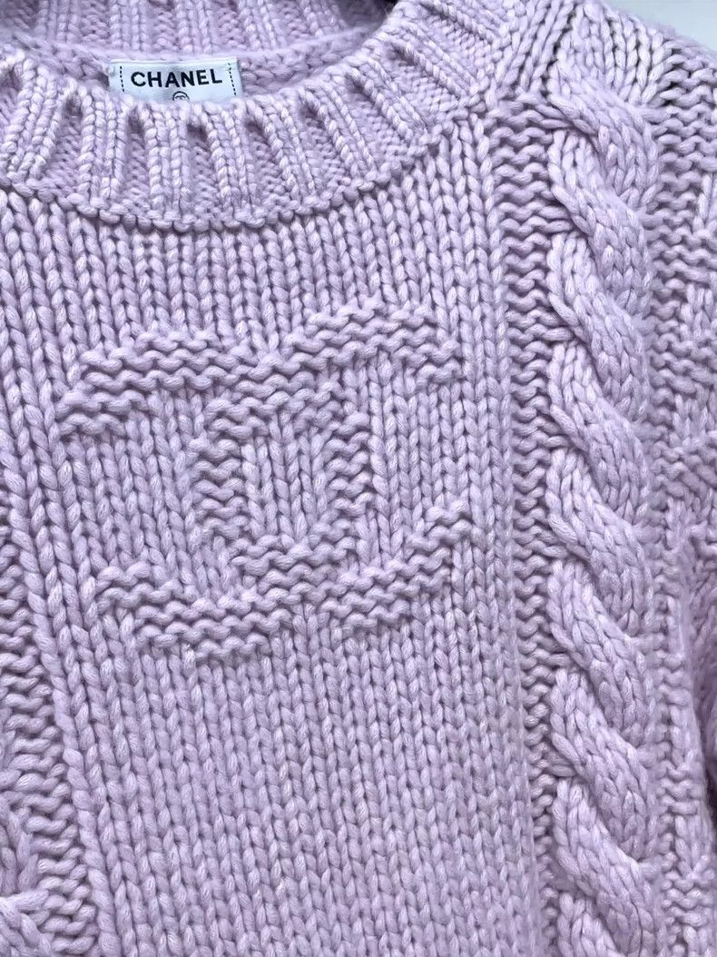 Chanel Chanel Pink and purple cashmere knitted jacquard sweater Size XXS / US 00 / IT 34 - 3 Thumbnail