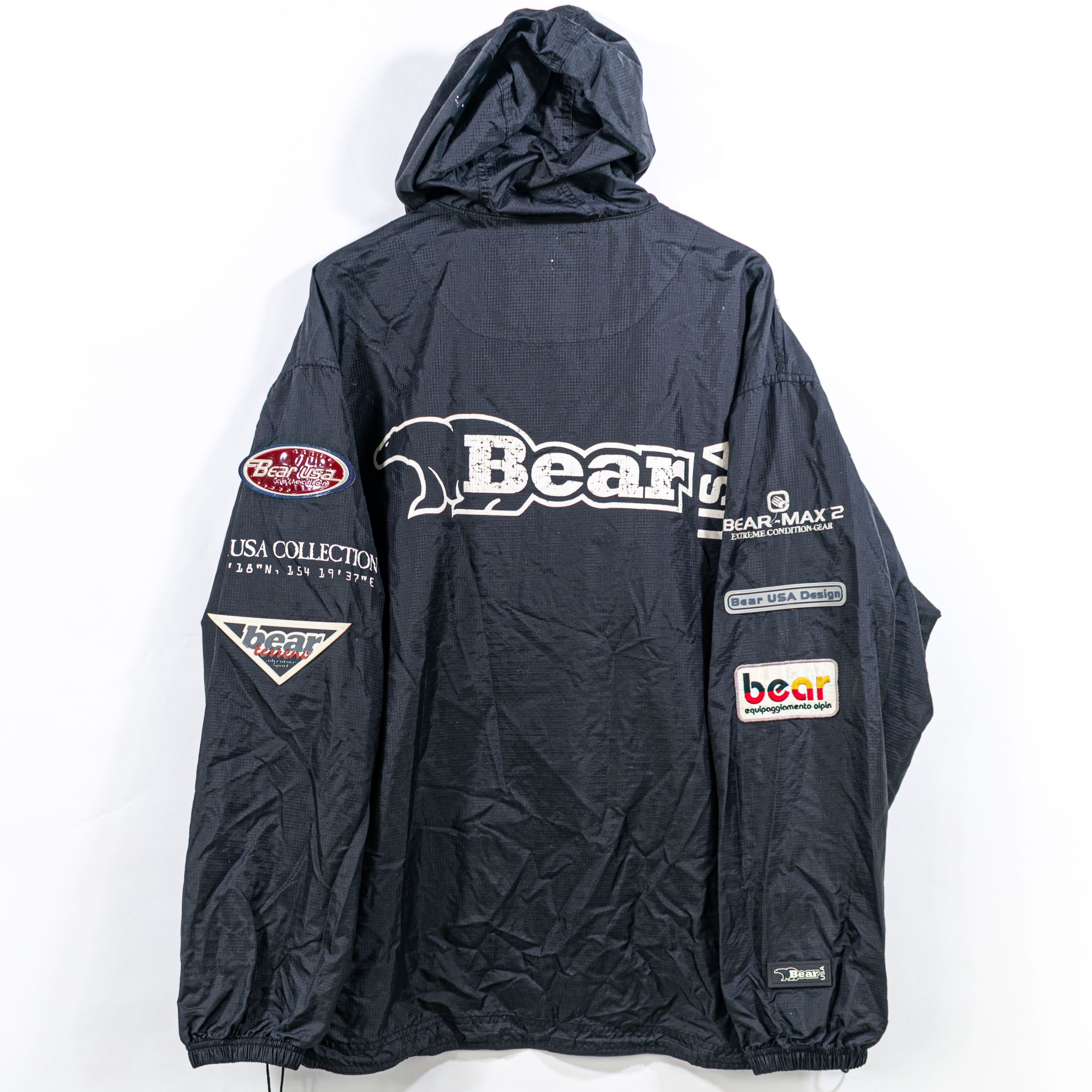 image of Archival Clothing x Vintage Bear Usa Anorak Windbreaker Jacket VTG Utility Function in Black (Size 