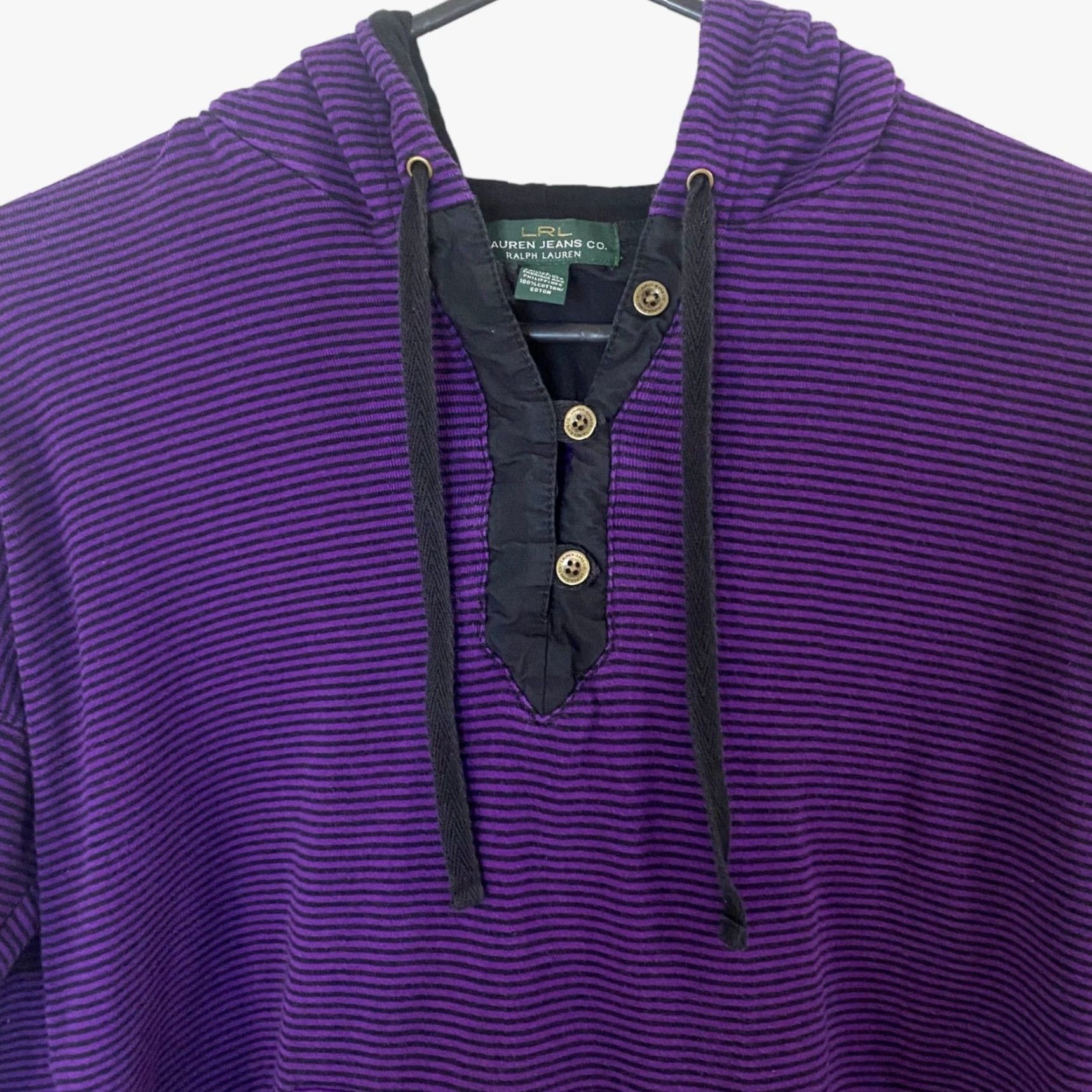 Ralph Lauren Lauren Ralph Lauren Hoodie Womens Medium Purple Striped Long Sleeve Pullover Sweatshirt Size M / US 6-8 / IT 42-44 - 5 Thumbnail