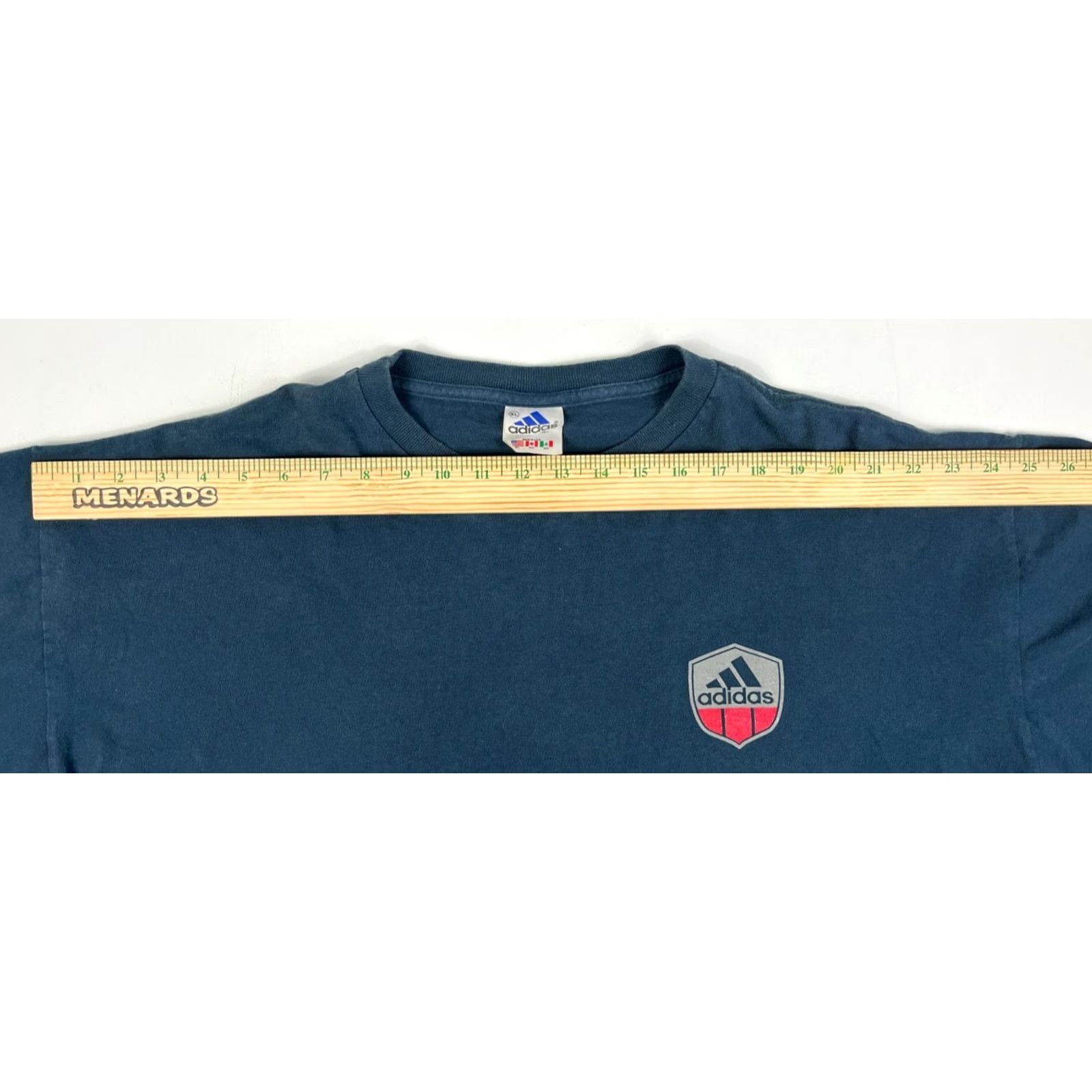 Adidas VINTAGE Adidas T-Shirt Men’s 90s Double-Sided Made in USA XL Navy Blue Cotton Logo Crew Neck Short Sleeve Size US XL / EU 56 / 4 - 7 Thumbnail