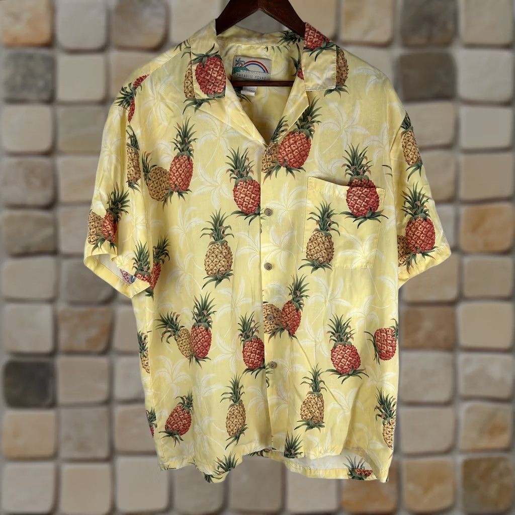 Paradise Found Paradise Found Shirt - Large - Yellow Hawaiian Aloha Pineapple Rayon Made USA Size US L / EU 52-54 / 3 - 1 Thumbnail