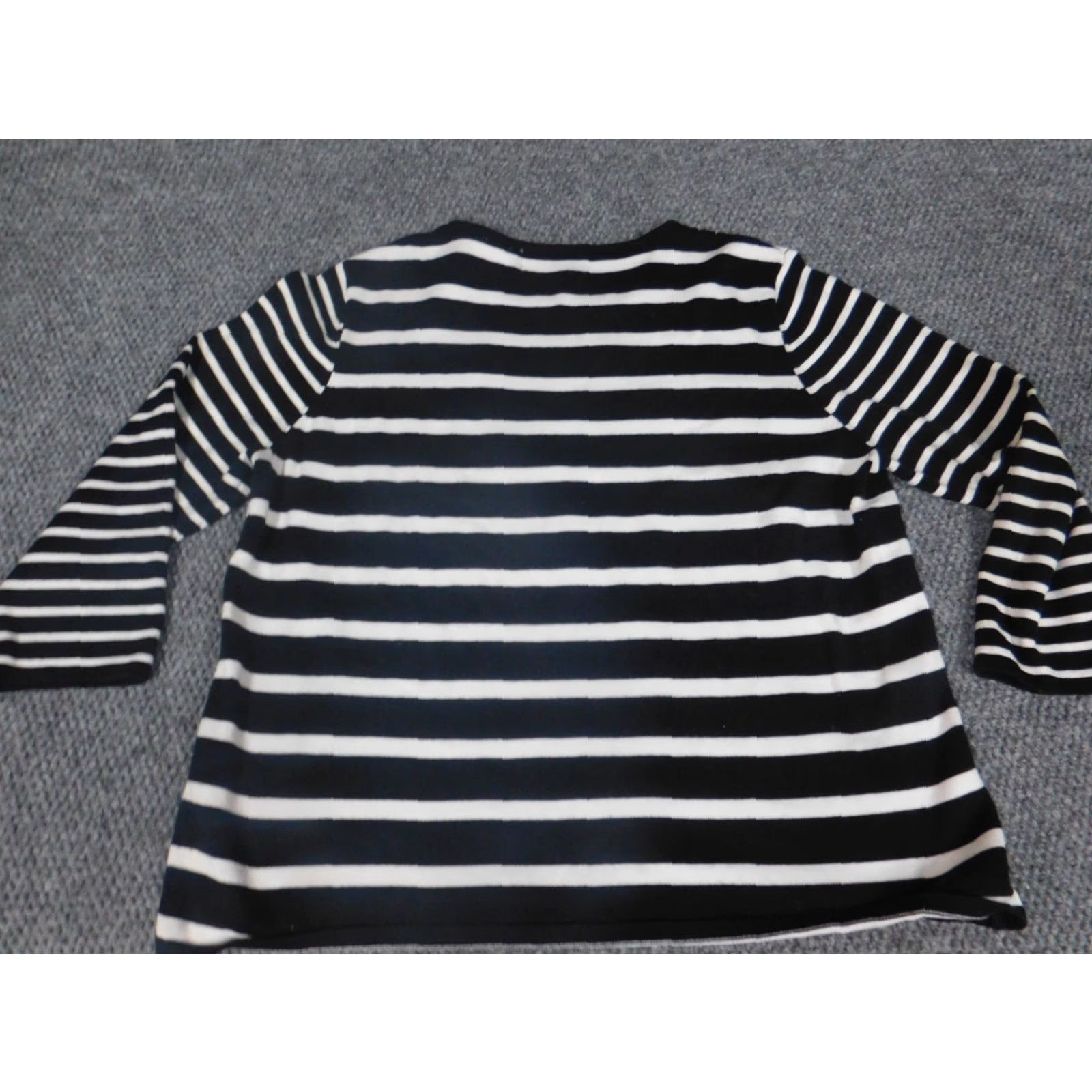 Vintage Alfred Dunner Womens Sweater L Black Striped Round Neck Long Sleeve Raglan Stretch Knit Pullover Size L / US 10 / IT 46 - 7 Thumbnail