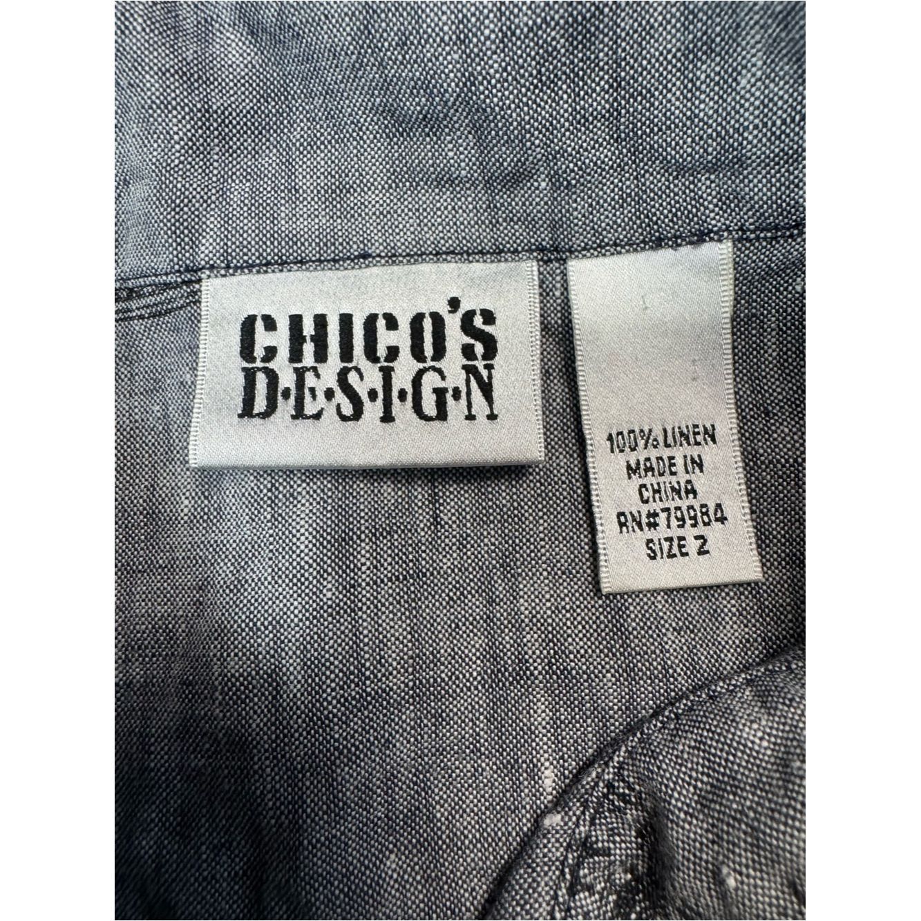 Chicos Chico's Gray Medallion Print Snap Button Linen Shirt Size 2 Size L / US 10 / IT 46 - 7 Thumbnail