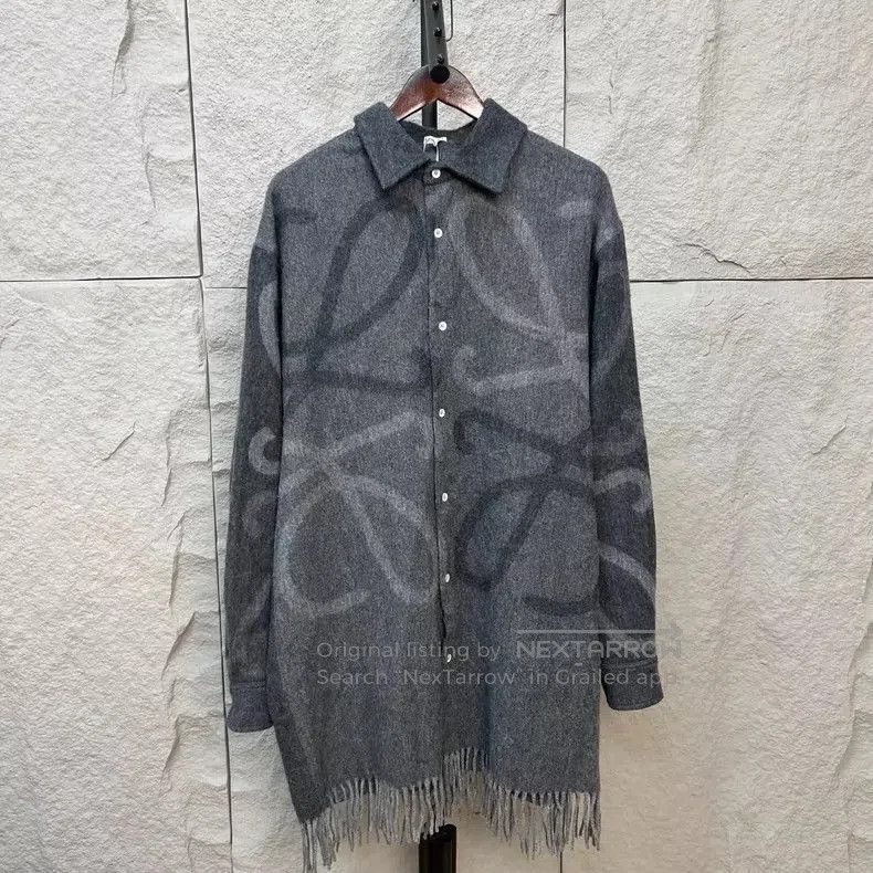 Loewe loewe gray logo fringe shirt jacket . Size US M / EU 48-50 / 2 - 1 Thumbnail