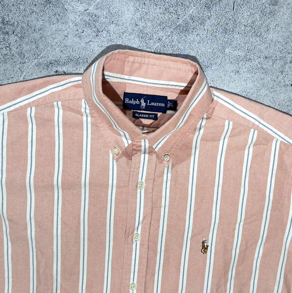 Polo Ralph Lauren × Ralph Lauren × Vintage Vintage Ralph Lauren Oxford Striped Shirt Short Sleeve ( L ) Size US L / EU 52-54 / 3 - 3 Thumbnail