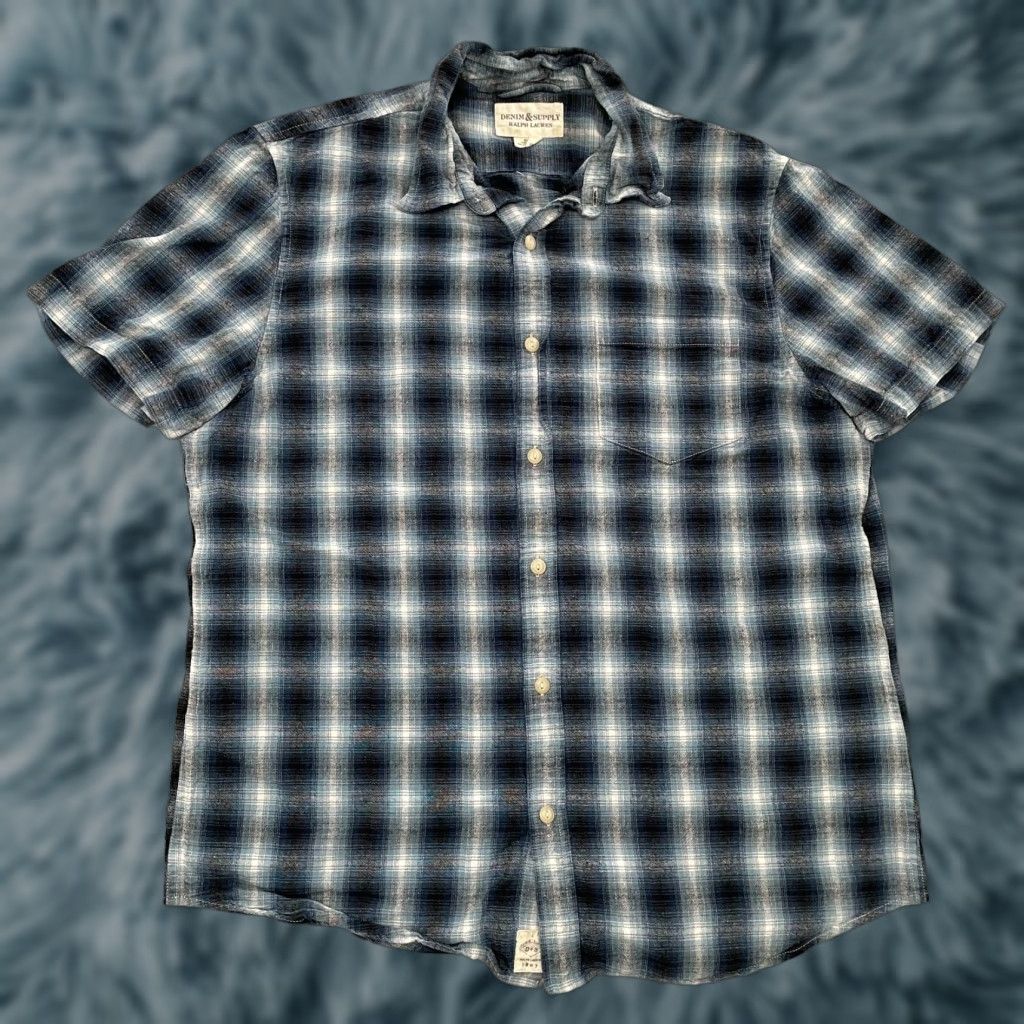Ralph Lauren Ralph Lauren Denim & Supply Shirt Adult XL Plaid Short Sleeve Button-Up Blue Cotton Mens XL Size US XL / EU 56 / 4 - 1 Thumbnail
