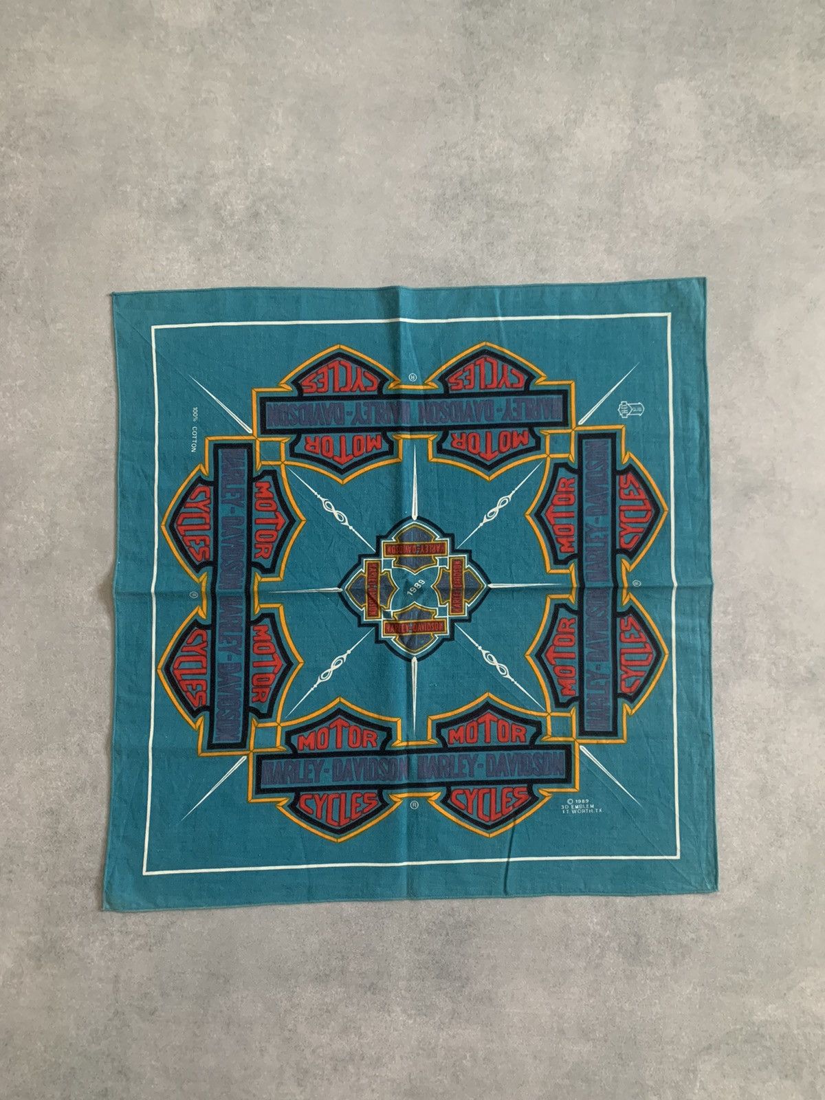 Harley Davidson × Vintage Vintage 1989 Harley-Davidson 3D Emblem bandana scarf Size ONE SIZE - 1 Thumbnail