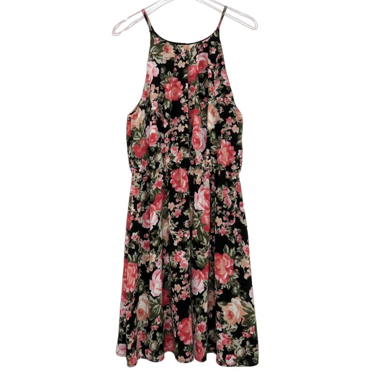 Other Francesca's Blue Rain Black Floral Mini Dress Medium Size M / US 6-8 / IT 42-44 - 2 Thumbnail
