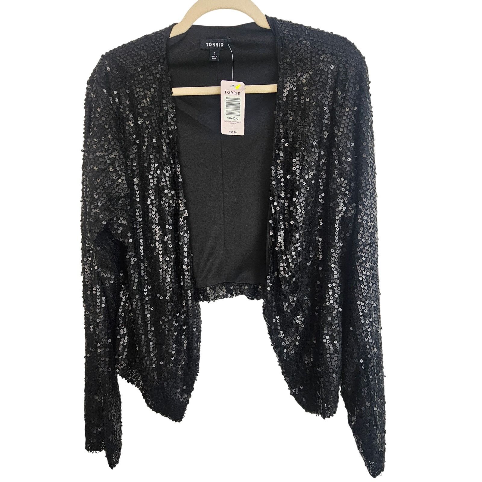 Torrid Torrid Womens Cropped Drape Front Sequin Jacket Plus Size 1X Size XL / US 12-14 / IT 48-50 - 1 Thumbnail