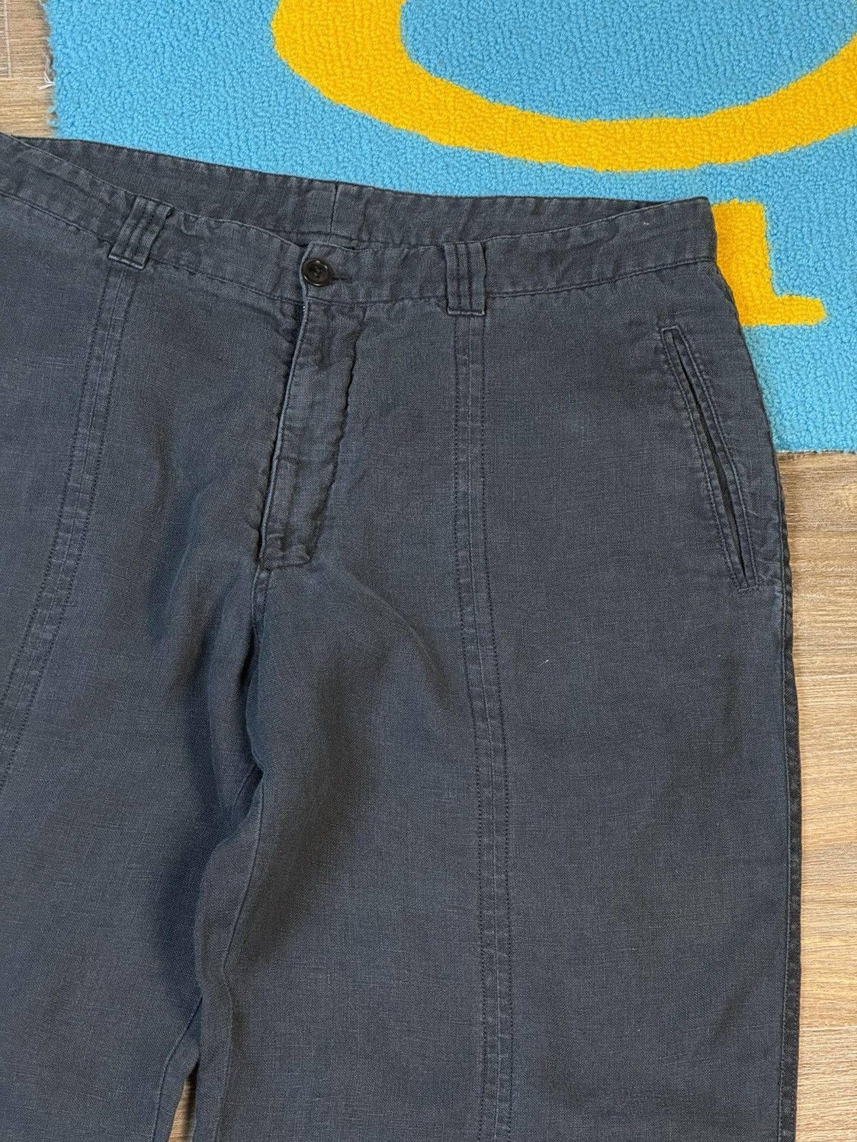 Armani Collezioni × Vintage Vintage Armani Collezioni Blue Wide Linen Pant Size US 33 - 2 Thumbnail