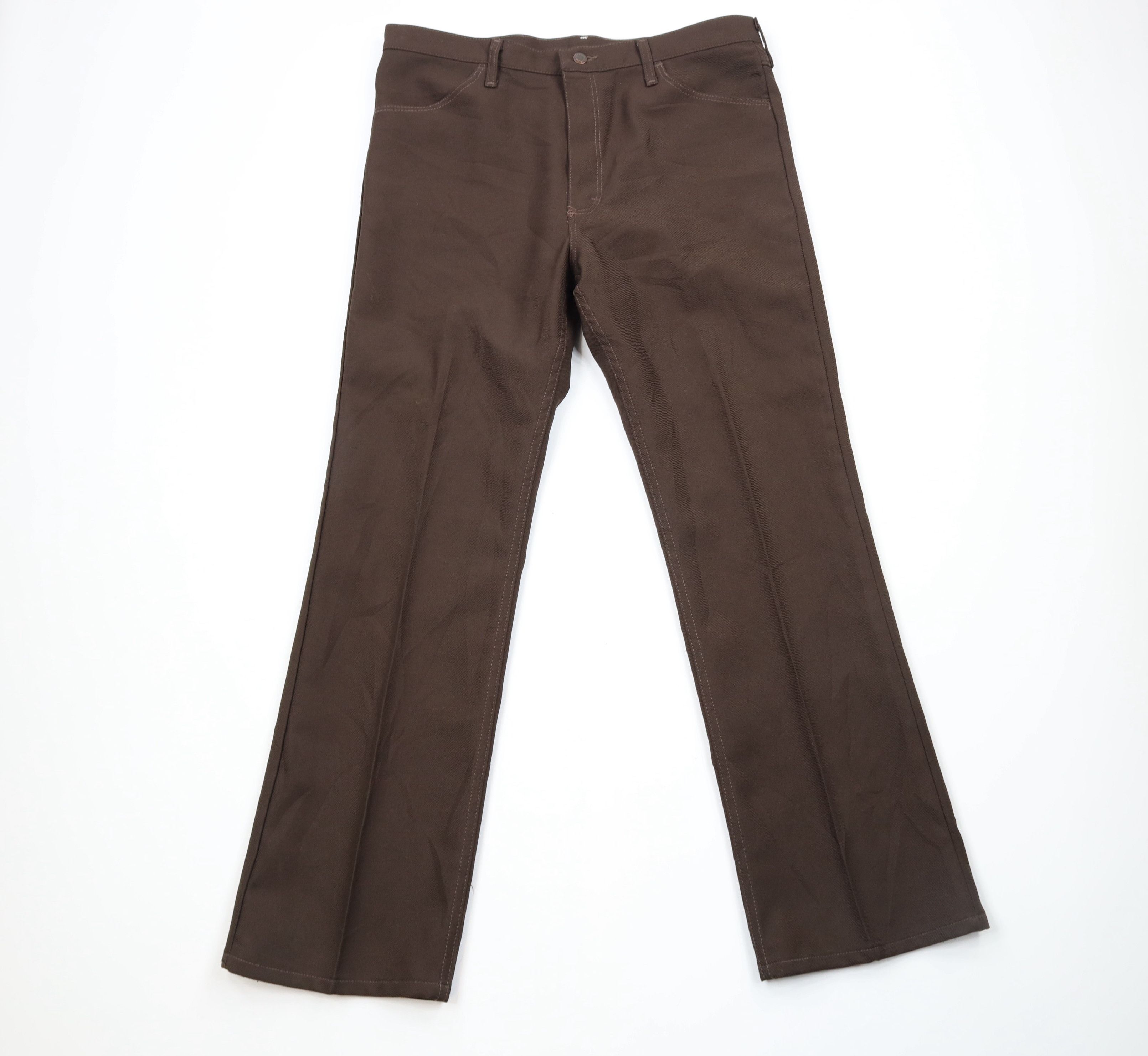 image of Vintage 70's Wrangler Bell Bottoms Chino Pants Brown Usa, Men's (Size 38)