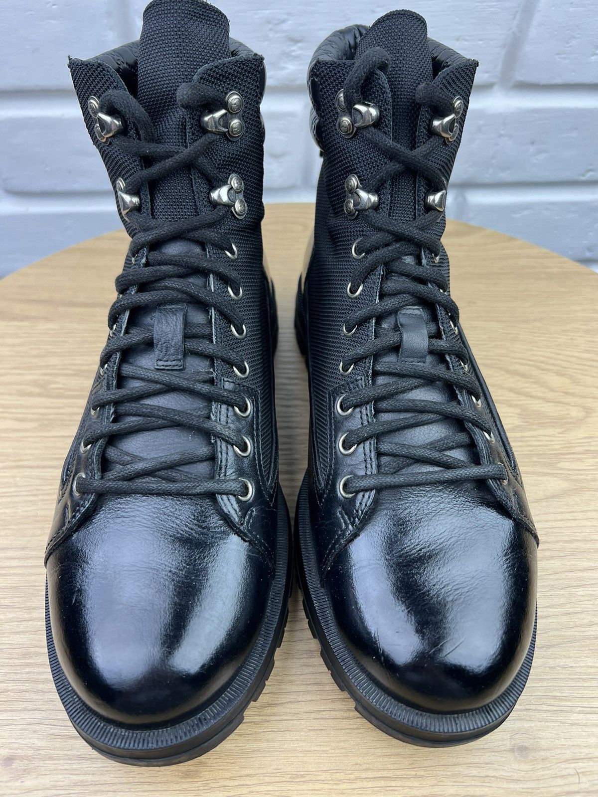 Gucci GUCCI Boots Combat Leather Shoes Lace Up GG Monogram Web Size US 8 / EU 41 - 6 Thumbnail