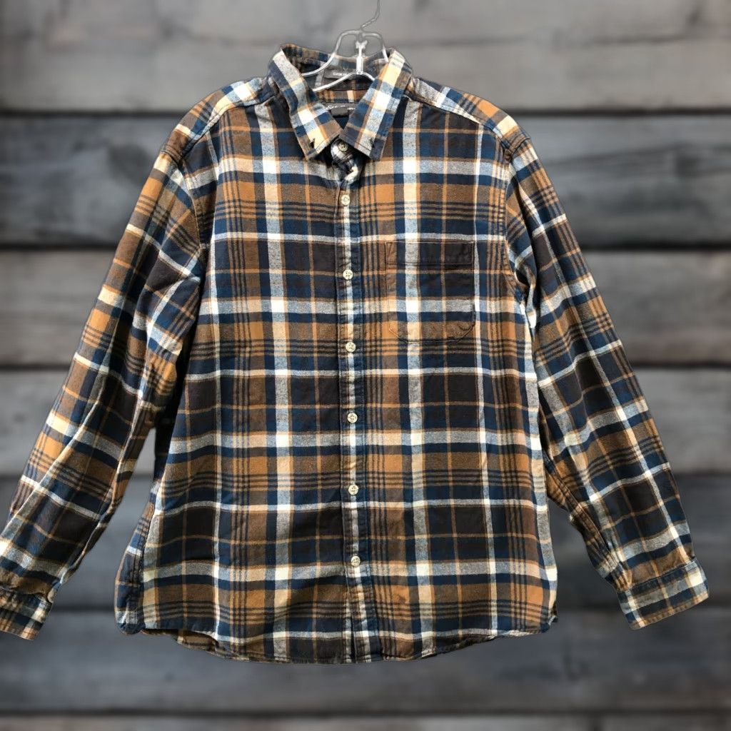 Eddie Bauer VINTAGE Eddie Bauer Flannel Shirt Mens L Classic Fit Brown Blue Plaid Thick Cotton Size US L / EU 52-54 / 3 - 1 Thumbnail