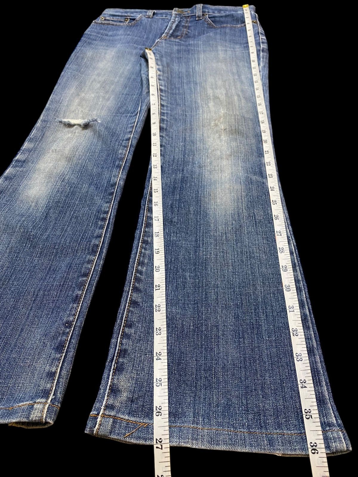 Japanese Brand Vintage Japanese Brand Blue Wash Distressed Flare Jeans Size US 28 / EU 44 - 13 Thumbnail