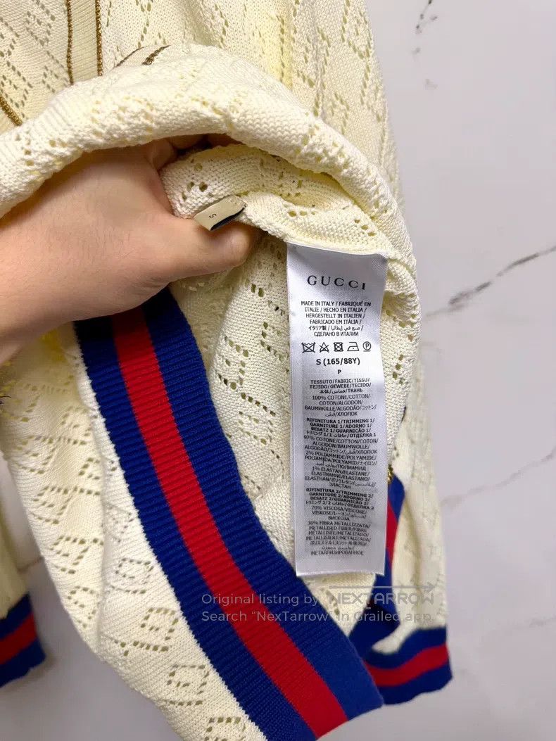 Gucci Guicci Beige diamond knitted cardigan Size S / US 4 / IT 40 - 4 Thumbnail