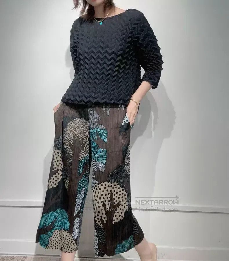 Issey Miyake Issey Miyake size:5 Magic Forest Slim Wide-Leg Pants Size 31" - 4 Thumbnail