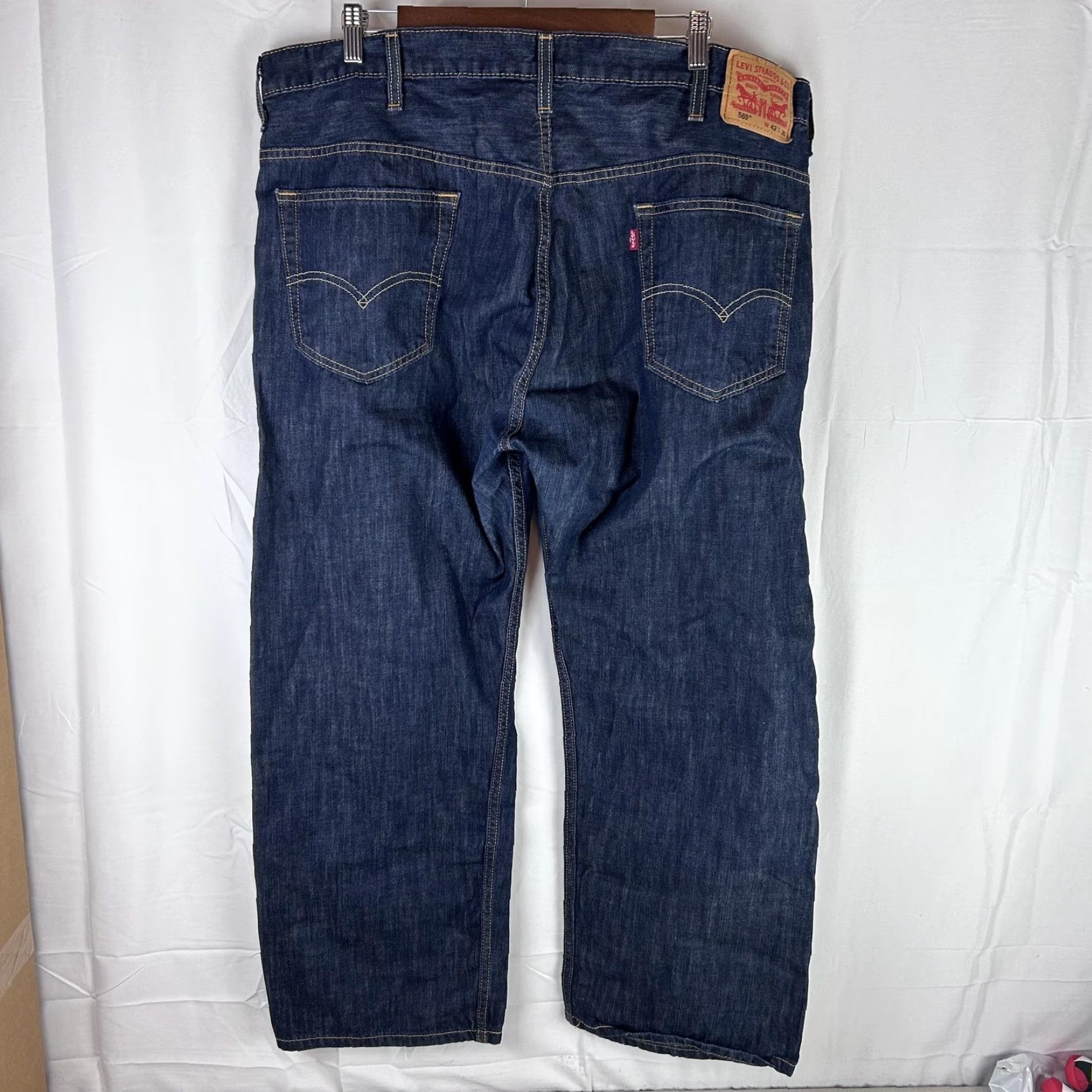 Levi's Levi's 569 Jeans Mens 42x30 Dark Indigo Wash Loose Straight Denim Pants Regular 42 Inseam 28in Blue 5-Pocket Mens Fit: Relaxed Mens Size US 42 / EU 58 - 6 Thumbnail