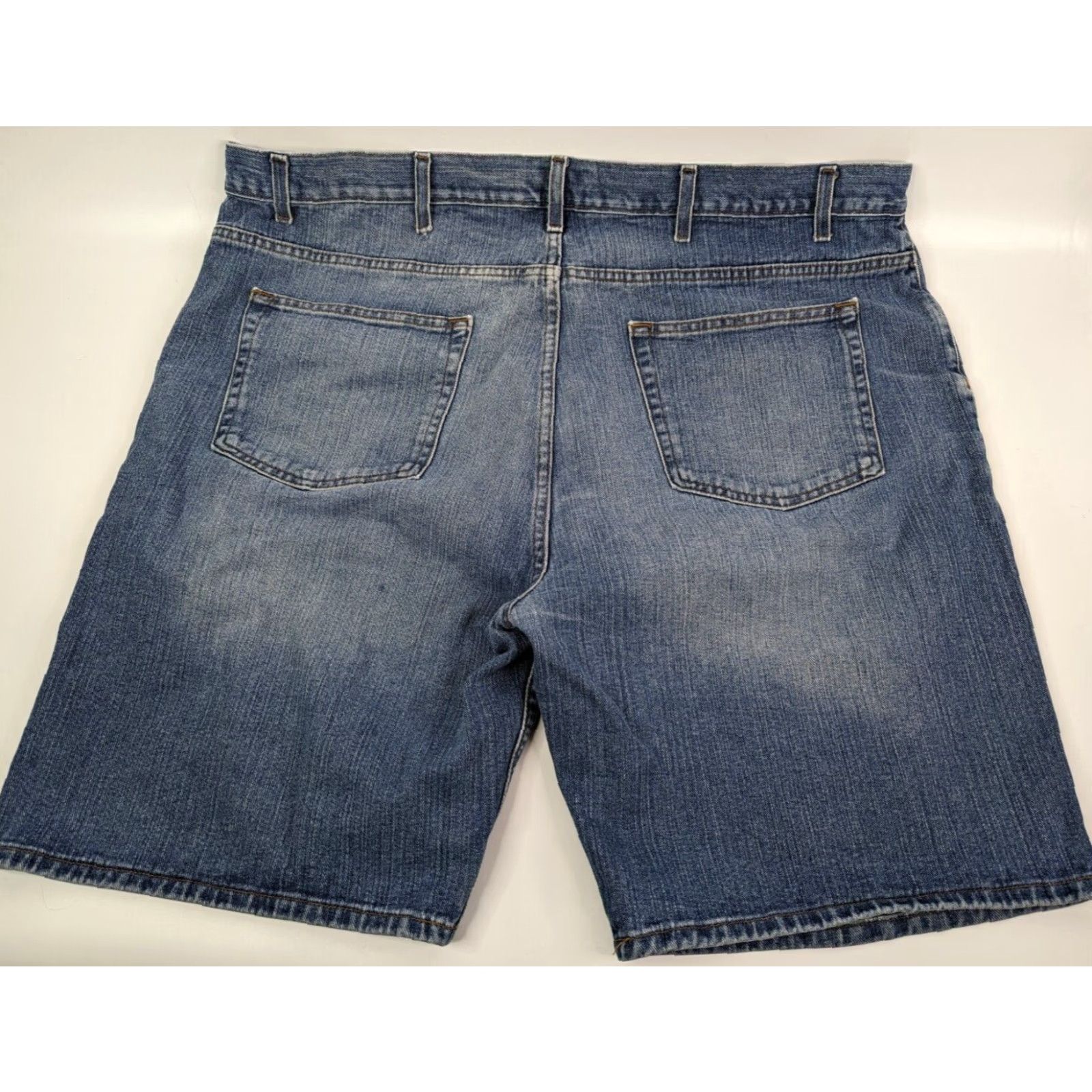 Vintage Foundry Mens Denim Shorts Blue 48 Cotton Straight Flat Front Pockets Logo Embroidered Button Casual Vintage No Size US 32 / EU 48 - 2 Thumbnail