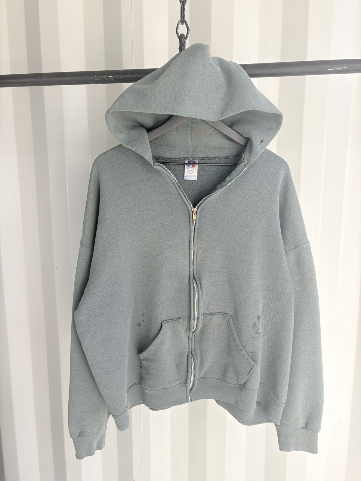 Russell Thrashed Faded Distressed Zip Hoodie ERD Grunge Band