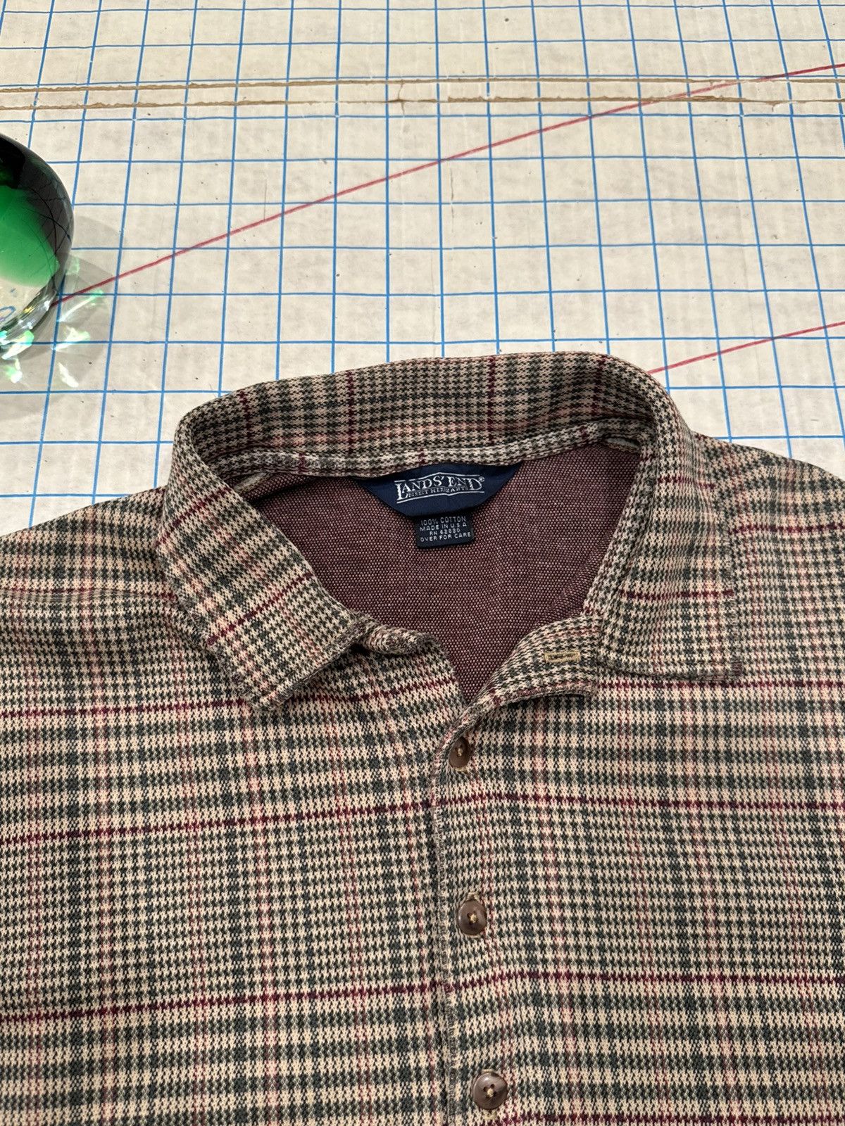 Lands' End Vintage Lands End Long Sleeve Polo Shirt Brown Checkered Size US M / EU 48-50 / 2 - 9 Thumbnail
