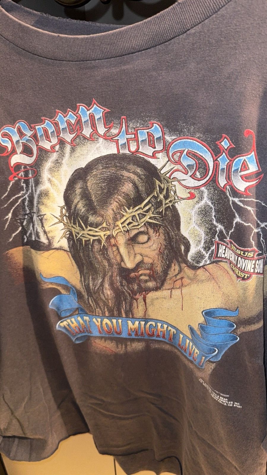 Harley Davidson 1991 Jesus Born to Die Tee Size US XXL / EU 58 / 5 - 2 Thumbnail