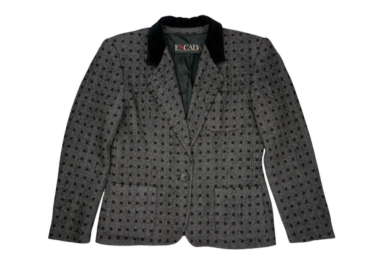 Escada × Vintage ESCADA 80s MARGARETHA LEY POLKA DOT WOOL BLAZER VELVET 38 M Size M / US 6-8 / IT 42-44 - 7 Thumbnail