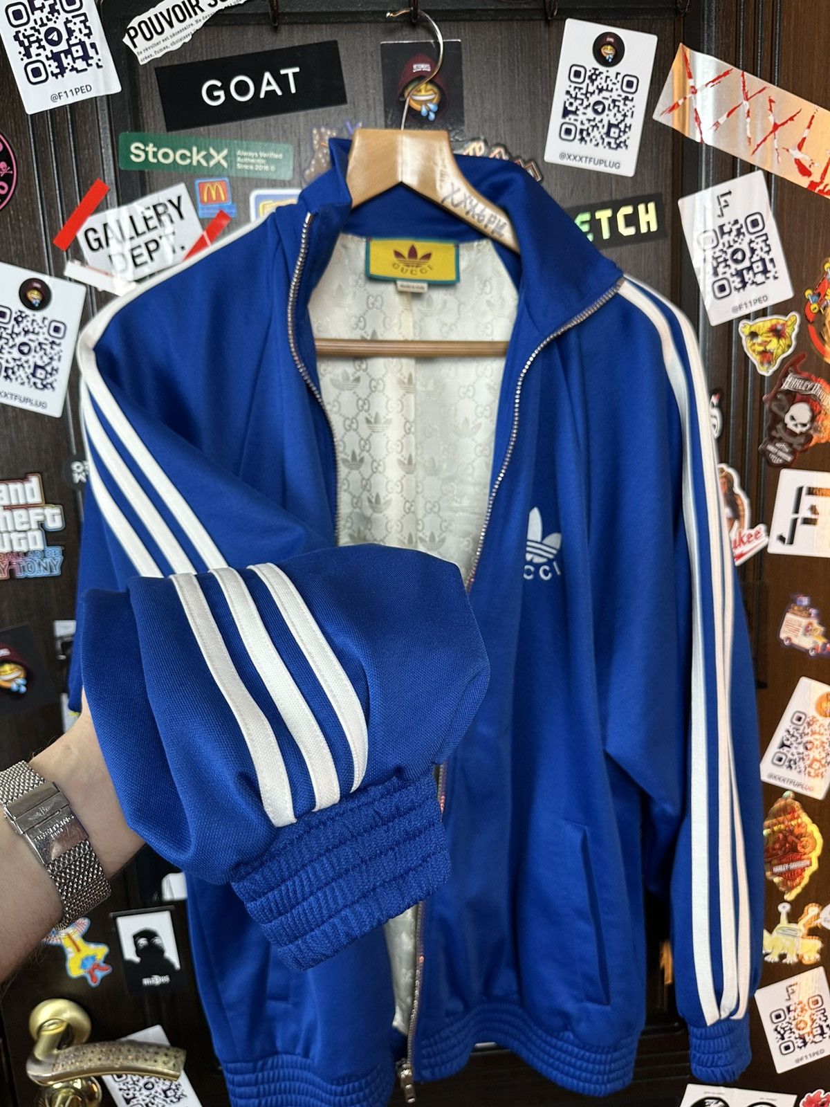 Adidas × Gucci Gucci x Adidas Blue Jersey Jacket Size US M / EU 48-50 / 2 - 4 Thumbnail