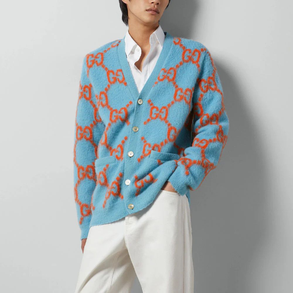 Gucci o1s1wg111025 Wool Cardigan With GG Intarsia in Multicolor Size US XL / EU 56 / 4 - 3 Thumbnail