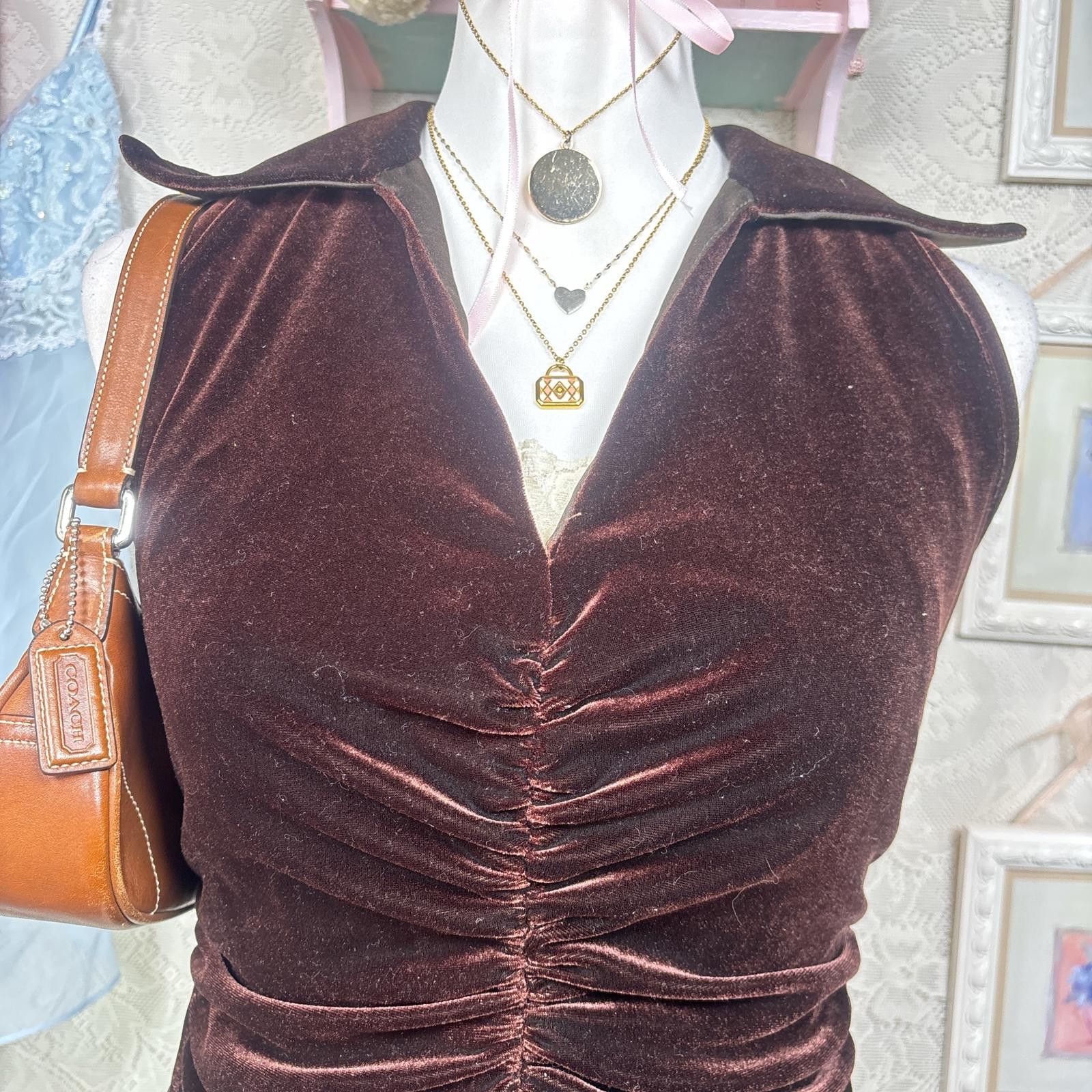 Other vintage cache velvet ruched top Size M / US 6-8 / IT 42-44 - 5 Thumbnail