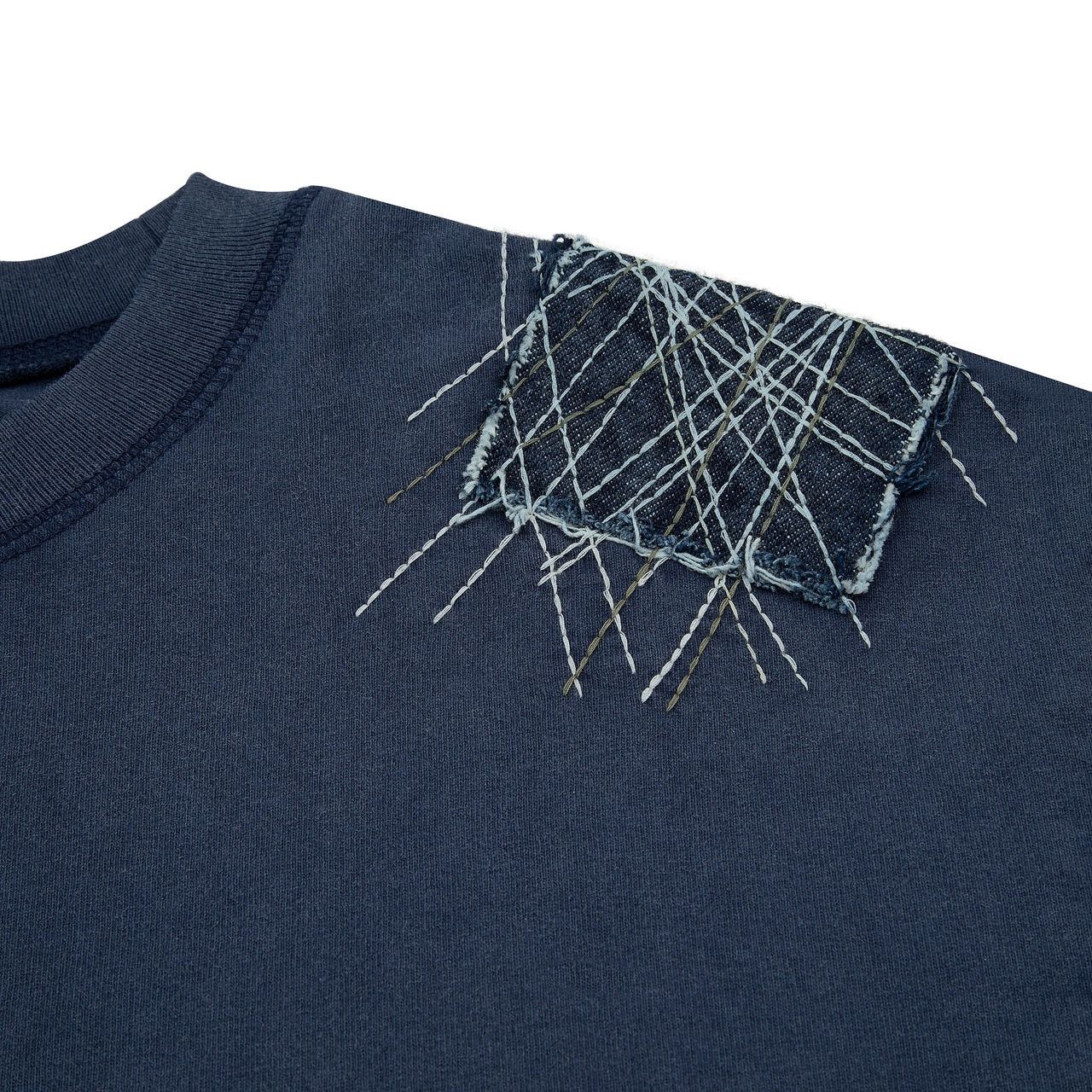 Derschutze BORO SASHiKO BOXY HEAVYWEiGHT TEE PATCHWORK MiDNiGHT BLUE Size US XL / EU 56 / 4 - 16 Thumbnail