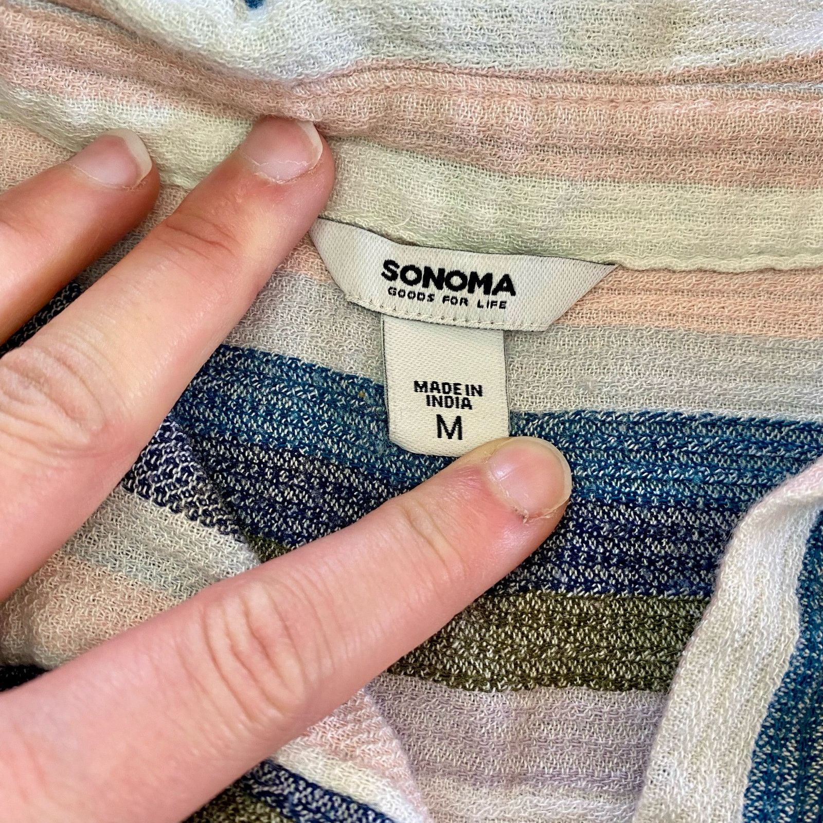 Sonoma Sonoma Stripe Blue Button-up Shirt Blouse Womens Medium Size M / US 6-8 / IT 42-44 - 12 Thumbnail