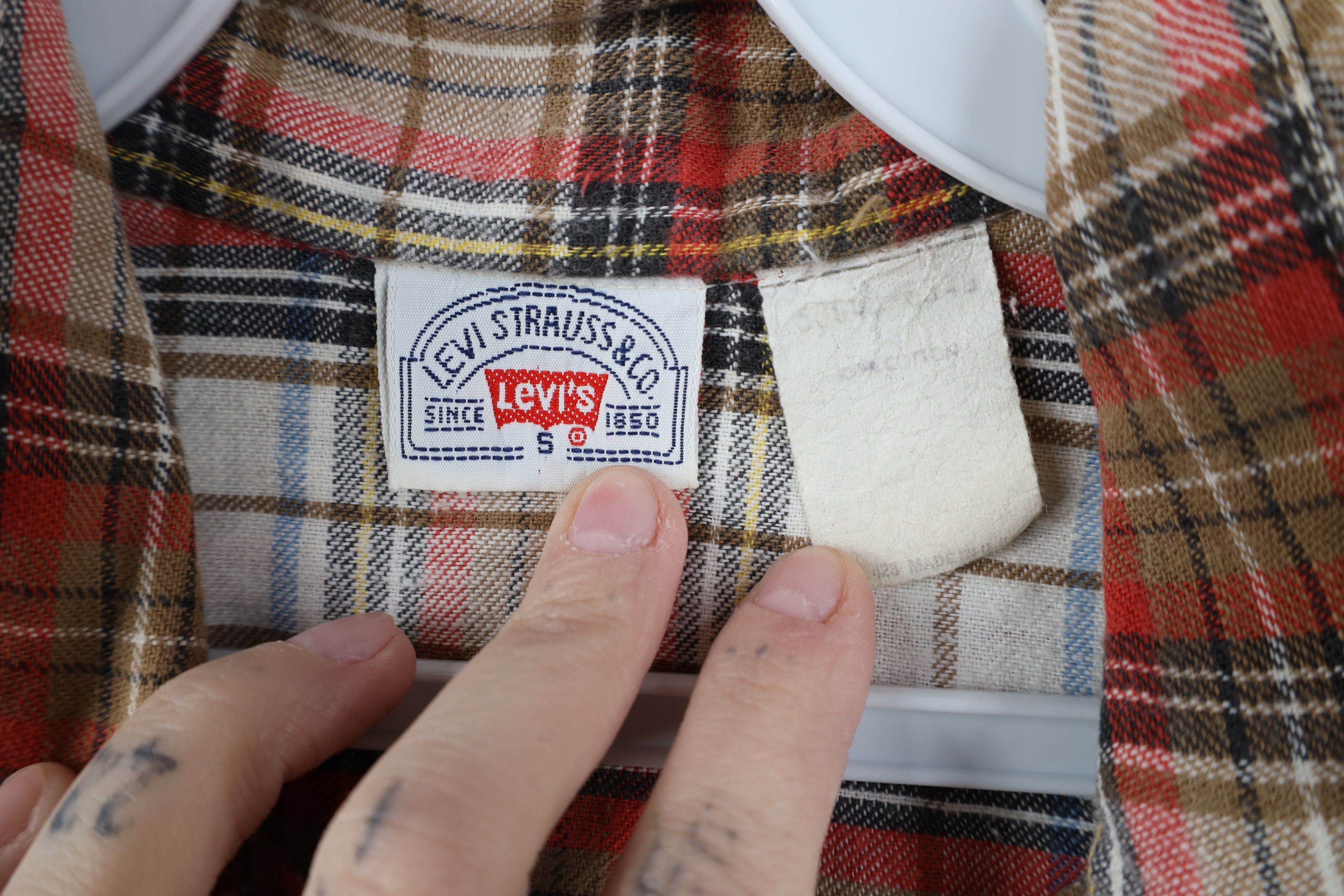Levi's Vintage 70s Levis Cowboy Flannel Snap Button Shirt Plaid USA Size US S / EU 44-46 / 1 - 8 Thumbnail
