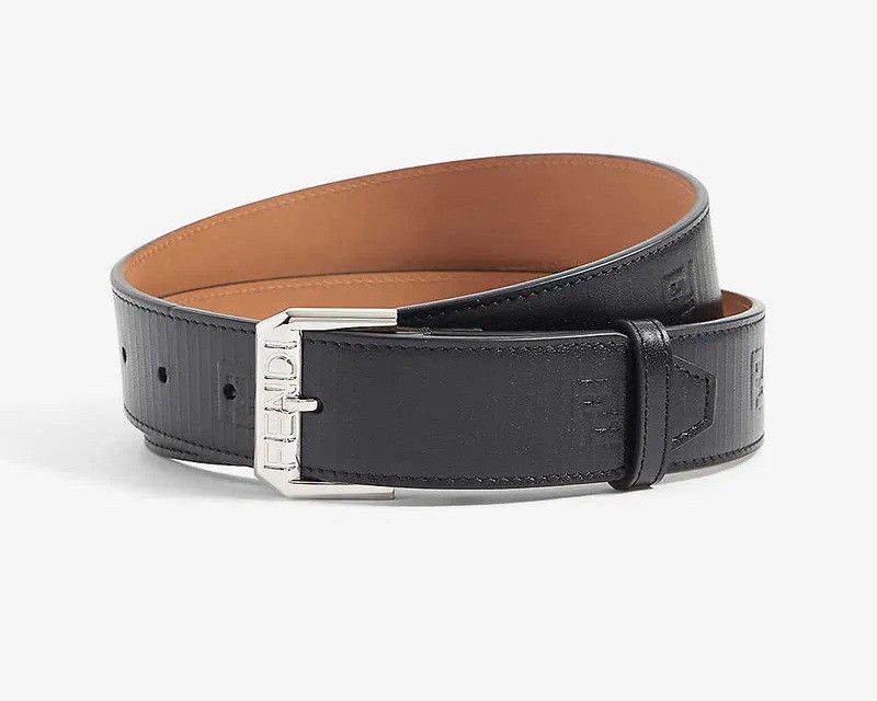 Fendi FENDI Edge black FF logo embossed leather belt 90 / 36 Size 34 - 9 Thumbnail