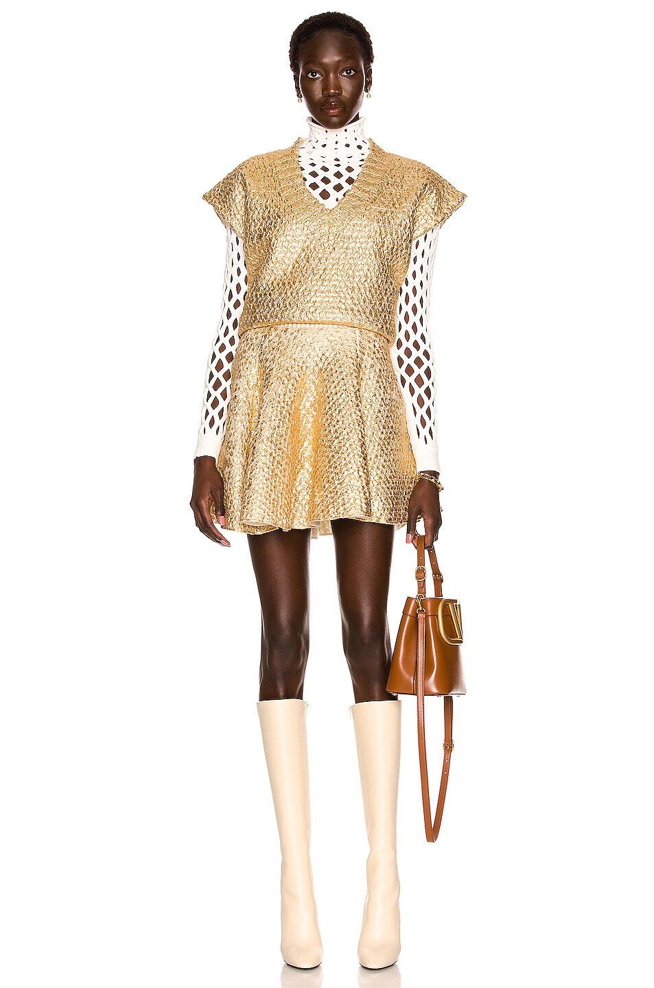 Valentino o1y0326 V-neck Sweater in Gold Size S / US 4 / IT 40 - 4 Thumbnail