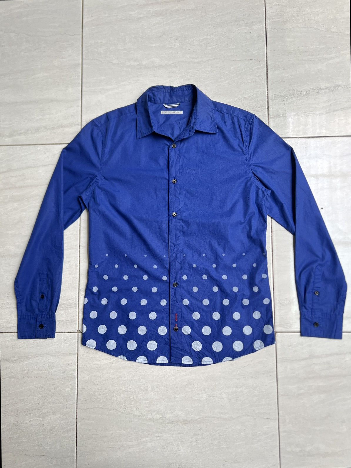 Tornado Mart BLUE TORNADO Polka Dot Motive Shirt Size US S / EU 44-46 / 1 - 1 Thumbnail