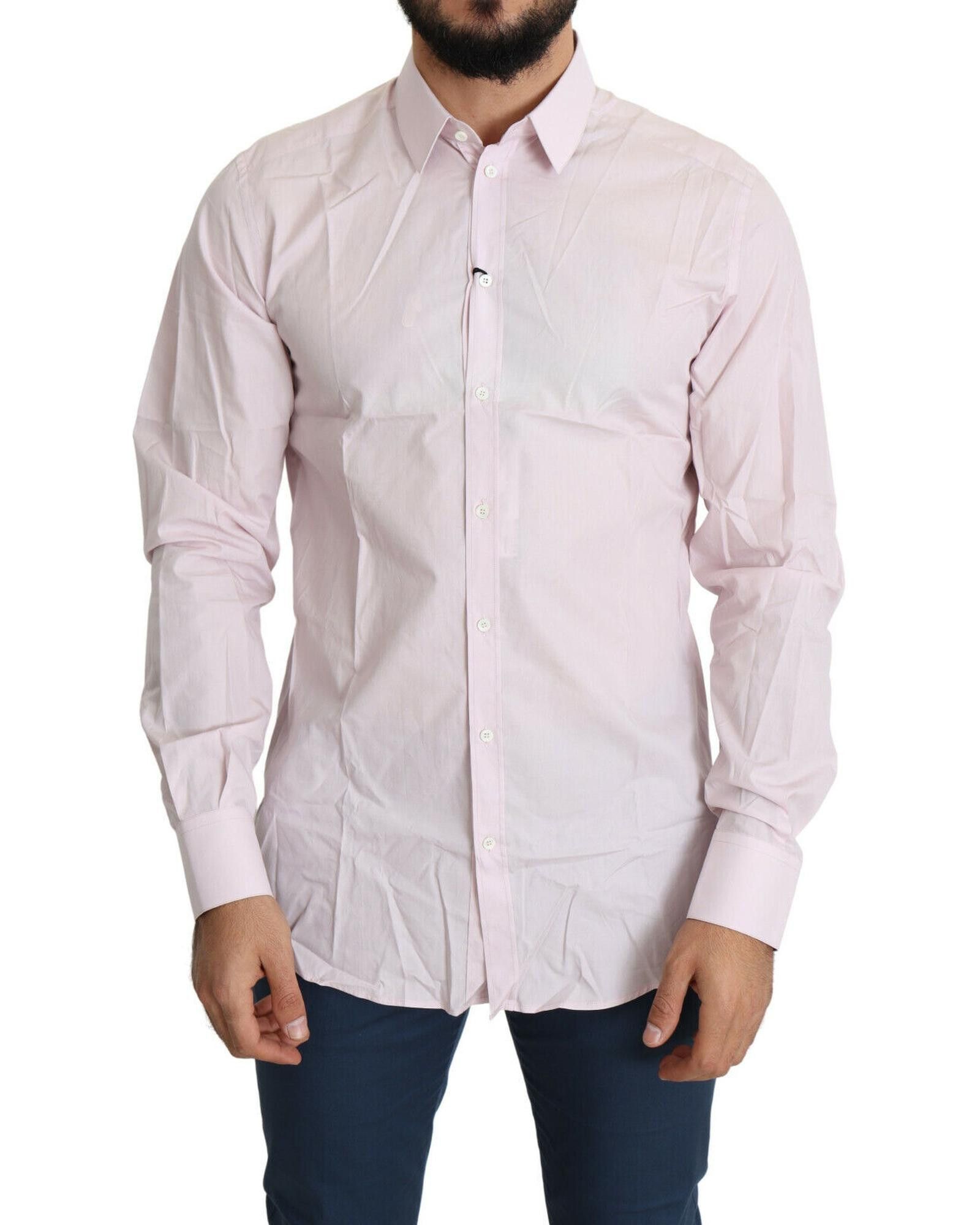 image of Dolce Gabbana Light Cotton Formal Dress Shirt in Pink, Men's (Size XS)