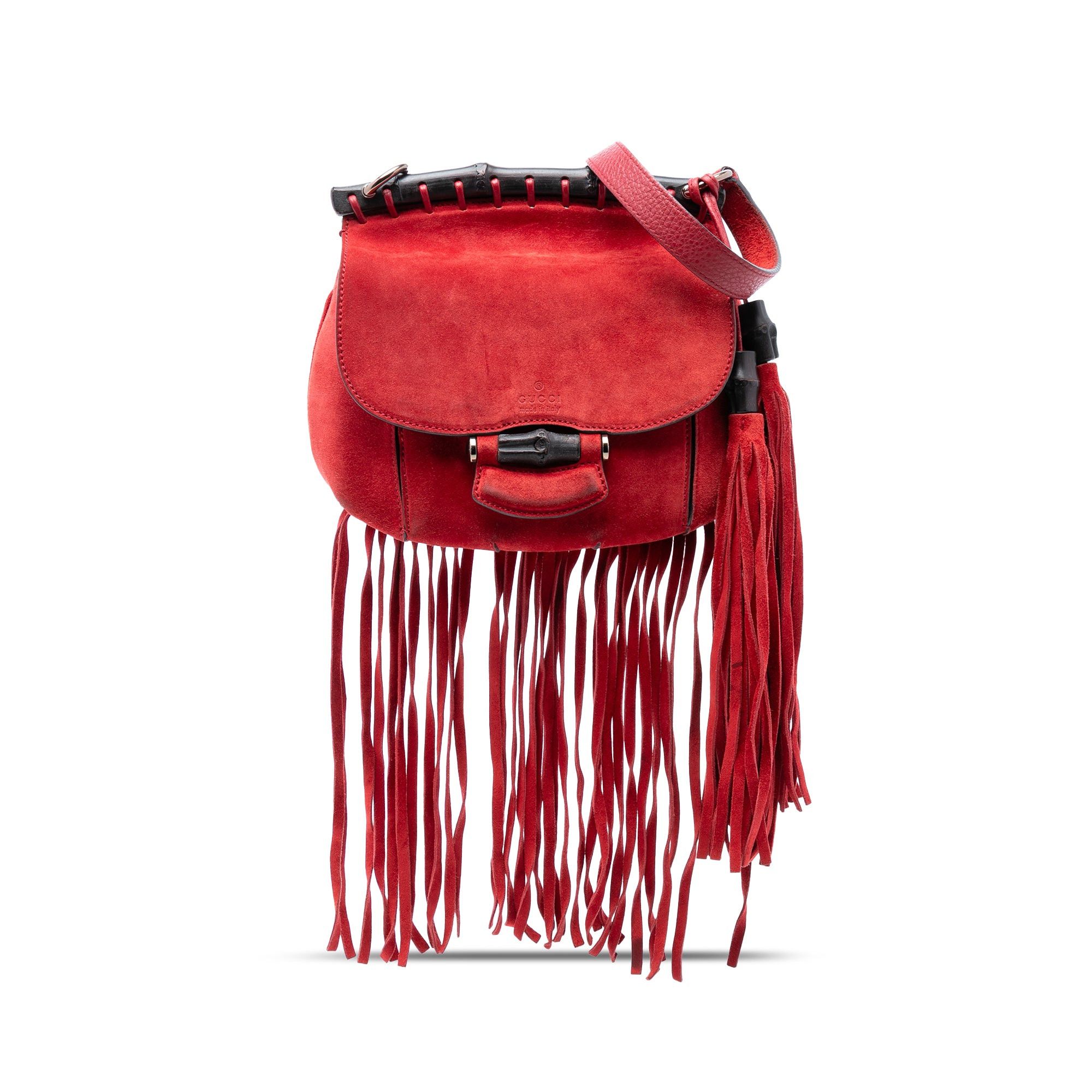 Gucci Small Suede Bamboo Nouveau Fringe Crossbody Size ONE SIZE - 1 Thumbnail