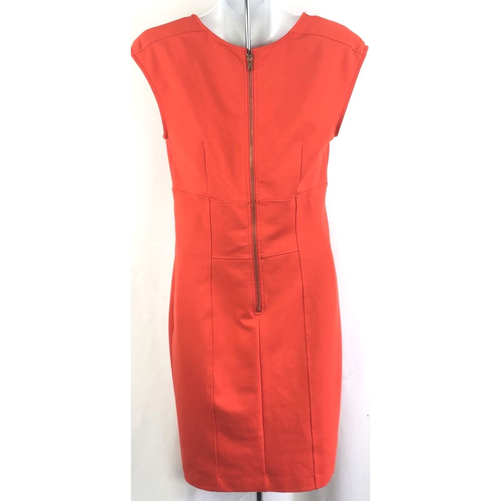 Vintage VINTAGE Jennifer Lopez Dress Sleeveless Sheath 6 Orange V-Neck Stud Belt Knee Length Career Workwear Women Women's Size M / US 6-8 / IT 42-44 - 3 Thumbnail