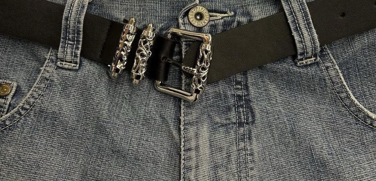 Japanese Brand × Leather Hip Hop Skater Black Roller PU Leather Belt Size ONE SIZE - 4 Thumbnail