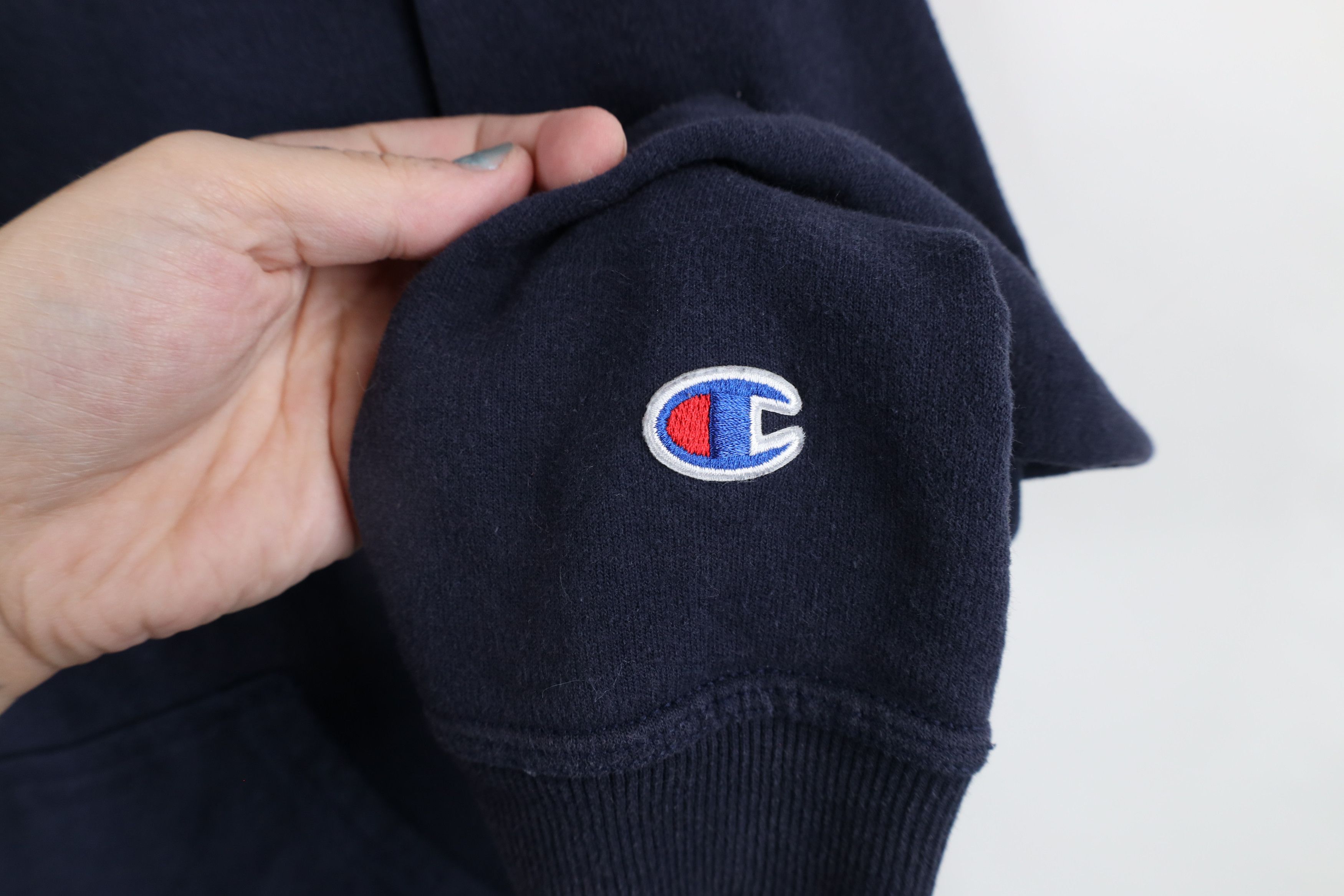 Champion × Vintage Vintage Champion Classic Logo Hoodie Sweatshirt Navy Blue Size US M / EU 48-50 / 2 - 4 Thumbnail