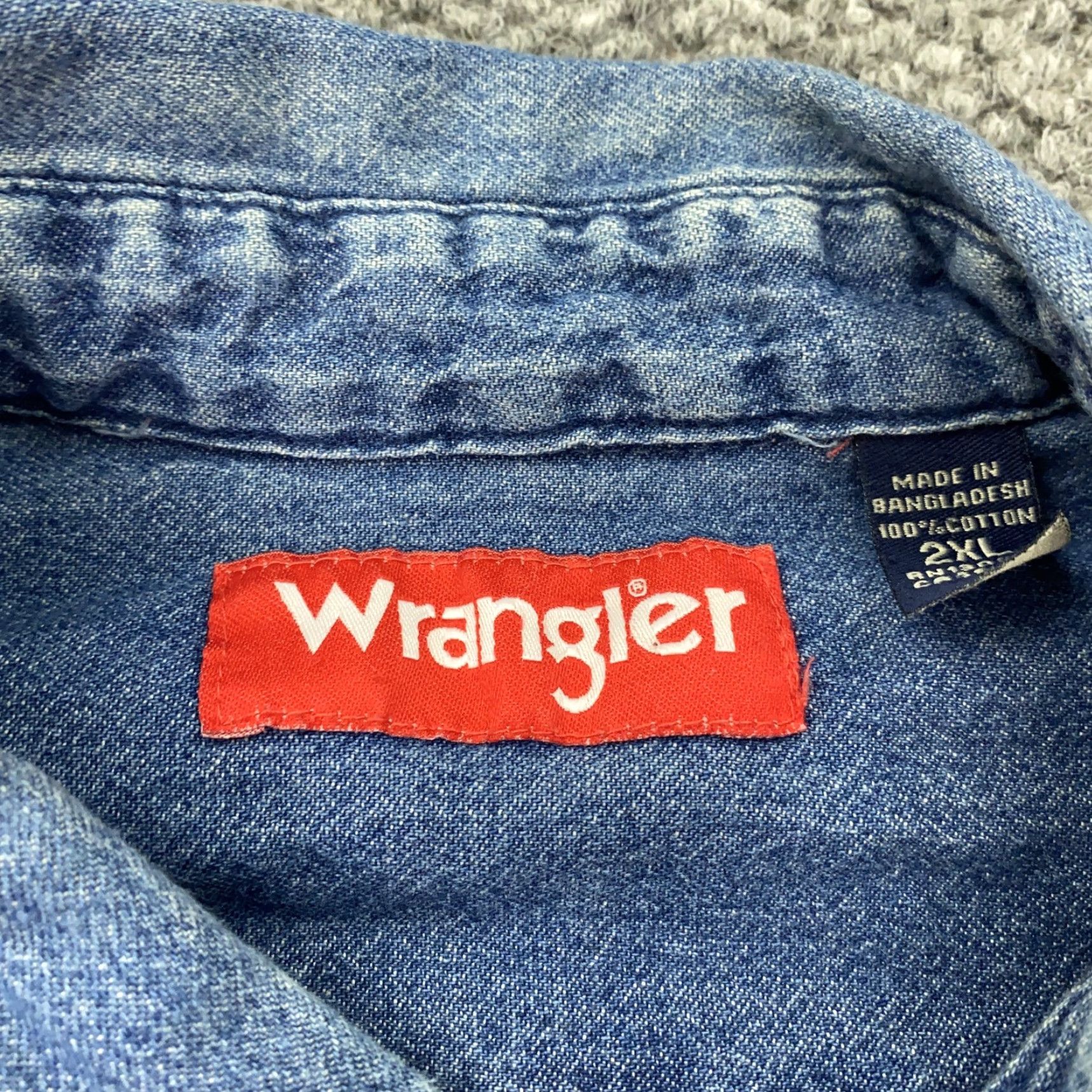 Wrangler Wrangler Shirt 2XL Blue Denim Western Long Sleeve Button-Up Casual Classic Pockets Mens Size US XXL / EU 58 / 5 - 5 Thumbnail