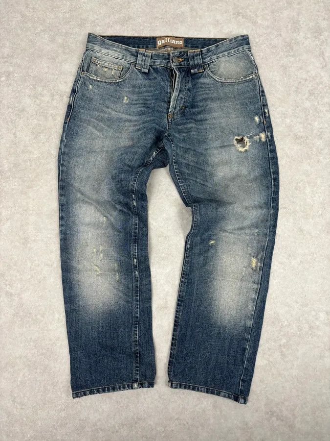 John Galliano AW2011 John Galliano Blue Distressed Denim Jeans Size US 31 - 4 Thumbnail