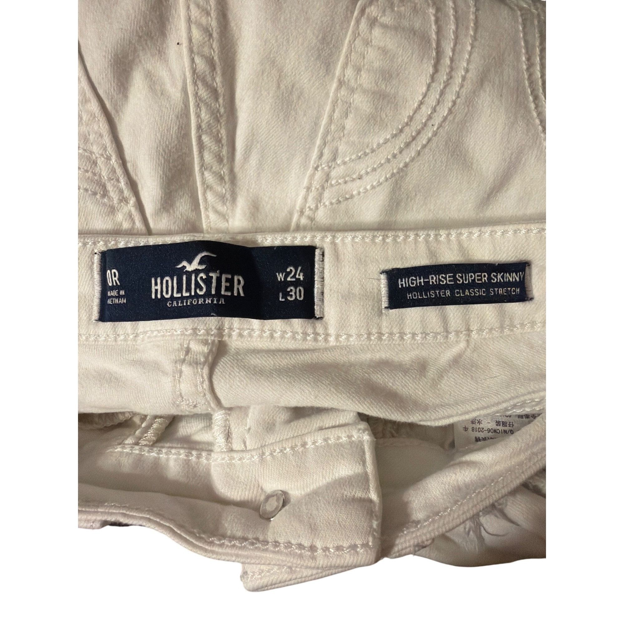 Hollister Hollister White High Rise Super Skinny Distressed Jeans Dest Size 22" - 5 Thumbnail