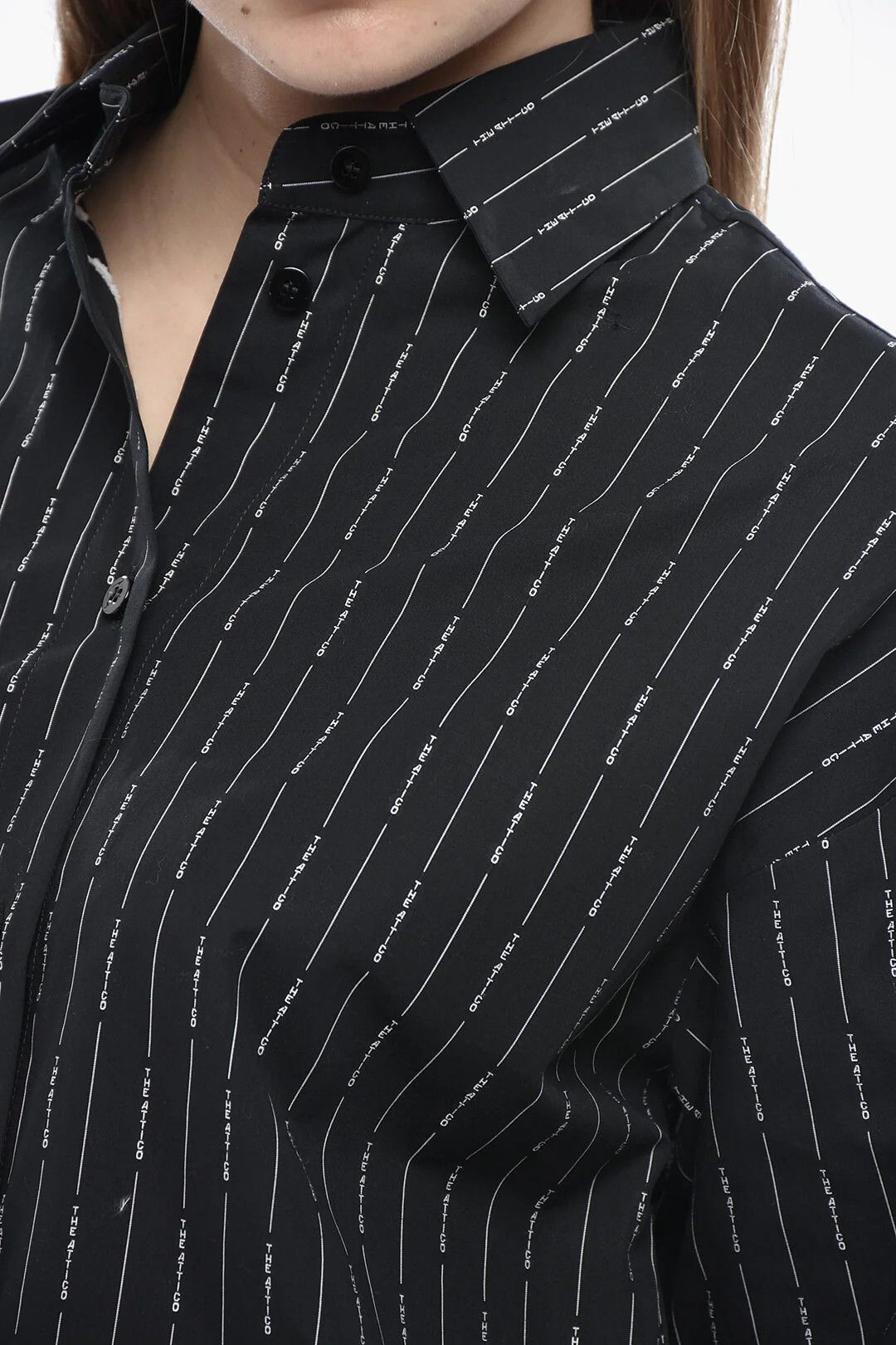 The Attico og1mm0426 Poplin Blouse in Black Size S / US 4 / IT 40 - 3 Thumbnail