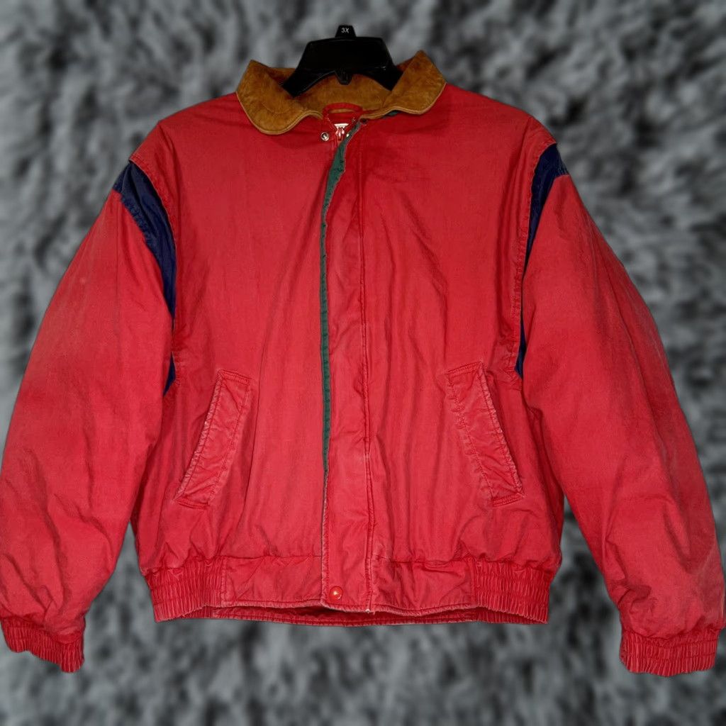 Vintage VINTAGE William Barry Struggle Gear Red Down Jacket Leather Collar Men’s L Jacket Size US L / EU 52-54 / 3 - 1 Thumbnail