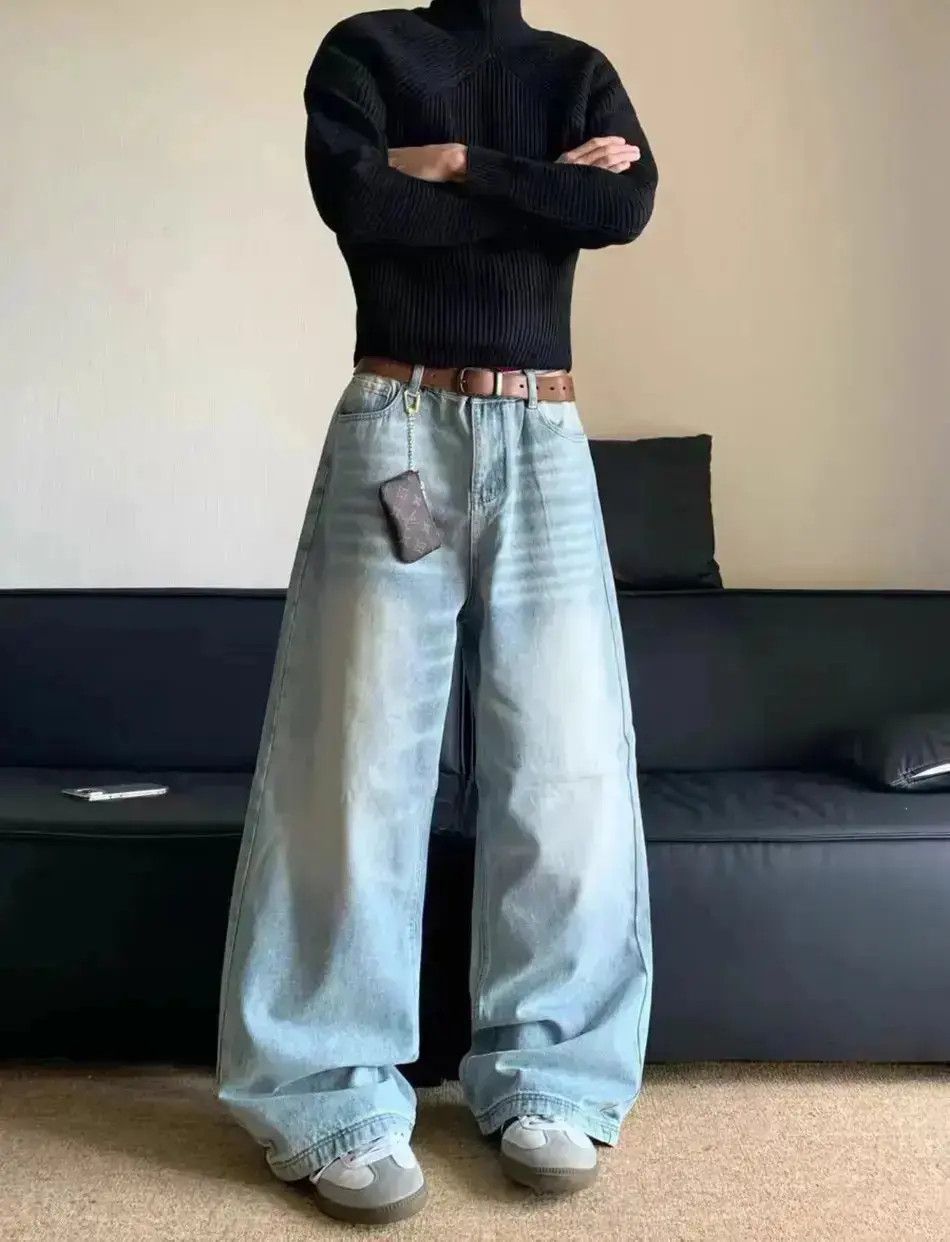 Japanese Brand Vintage washed high street style baggy jeans Size US 32 / EU 48 - 1 Thumbnail
