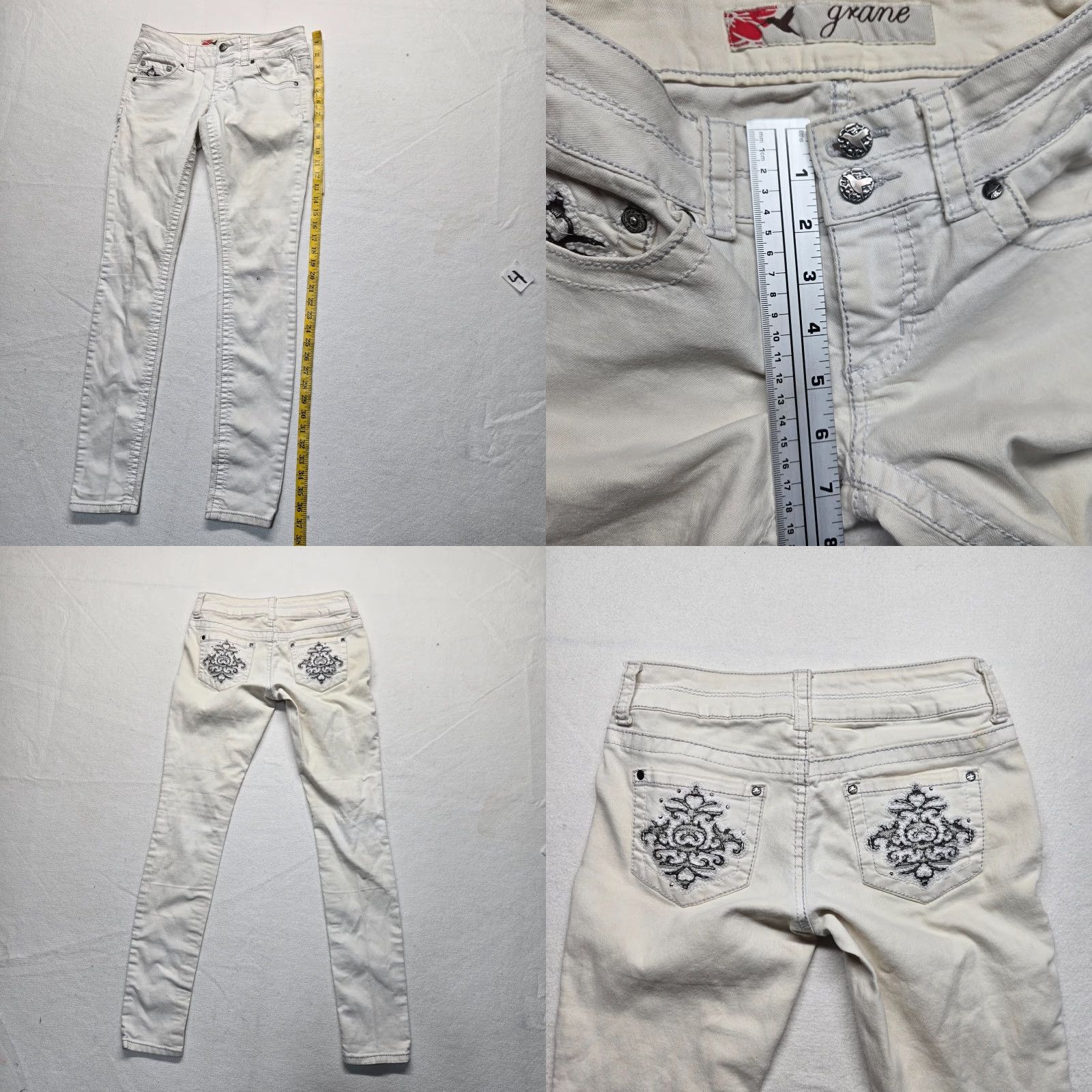 Denime Grane White Denim Jeans Straight Junior Size 1 Size 25" / US 0 / IT 36 - 8 Thumbnail