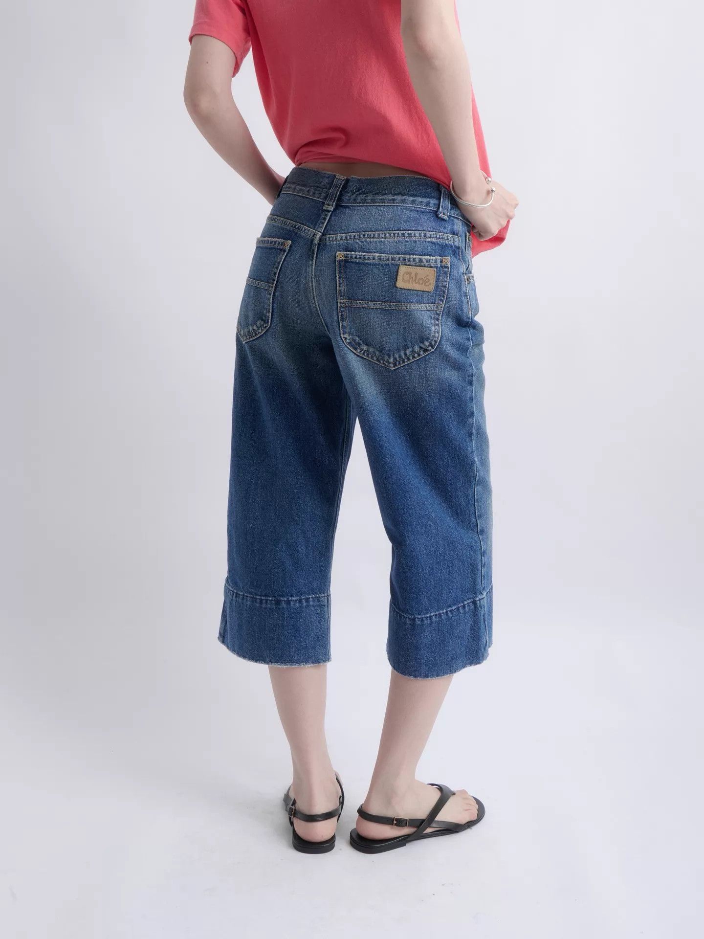 Chloe CHLOE Phoebe Philo 04ss Washed Denim Cropped Wide-Leg Pant Size 24" / US 00 / IT 34 - 5 Thumbnail