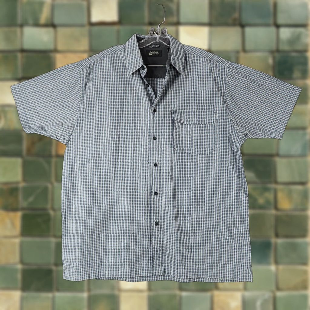Wrangler Wrangler Outdoor Mens Blue Plaid Short Sleeve Button-Up XL Size Size US 36 / EU 52 - 1 Thumbnail